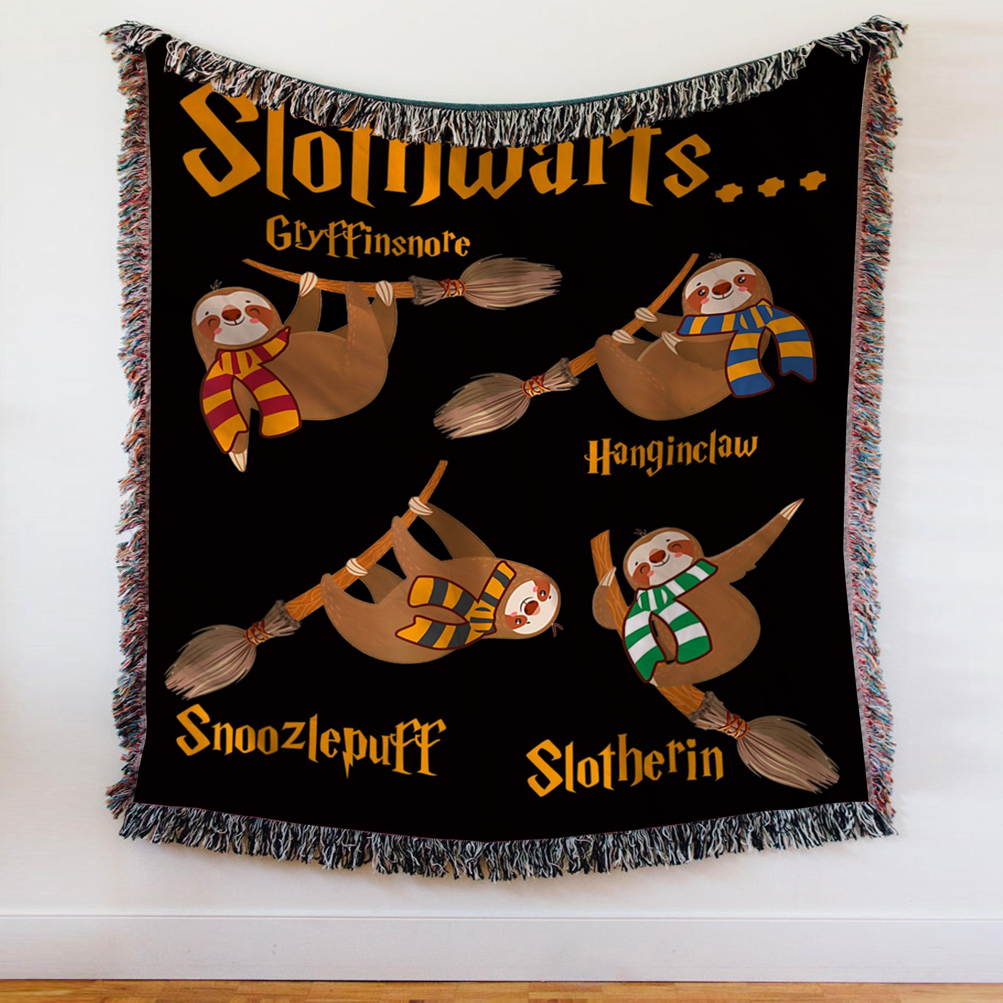 Custom Woven Blanket Slothwarts Sloth Woven Throw Blanket - 60x80-A Loves Gift
