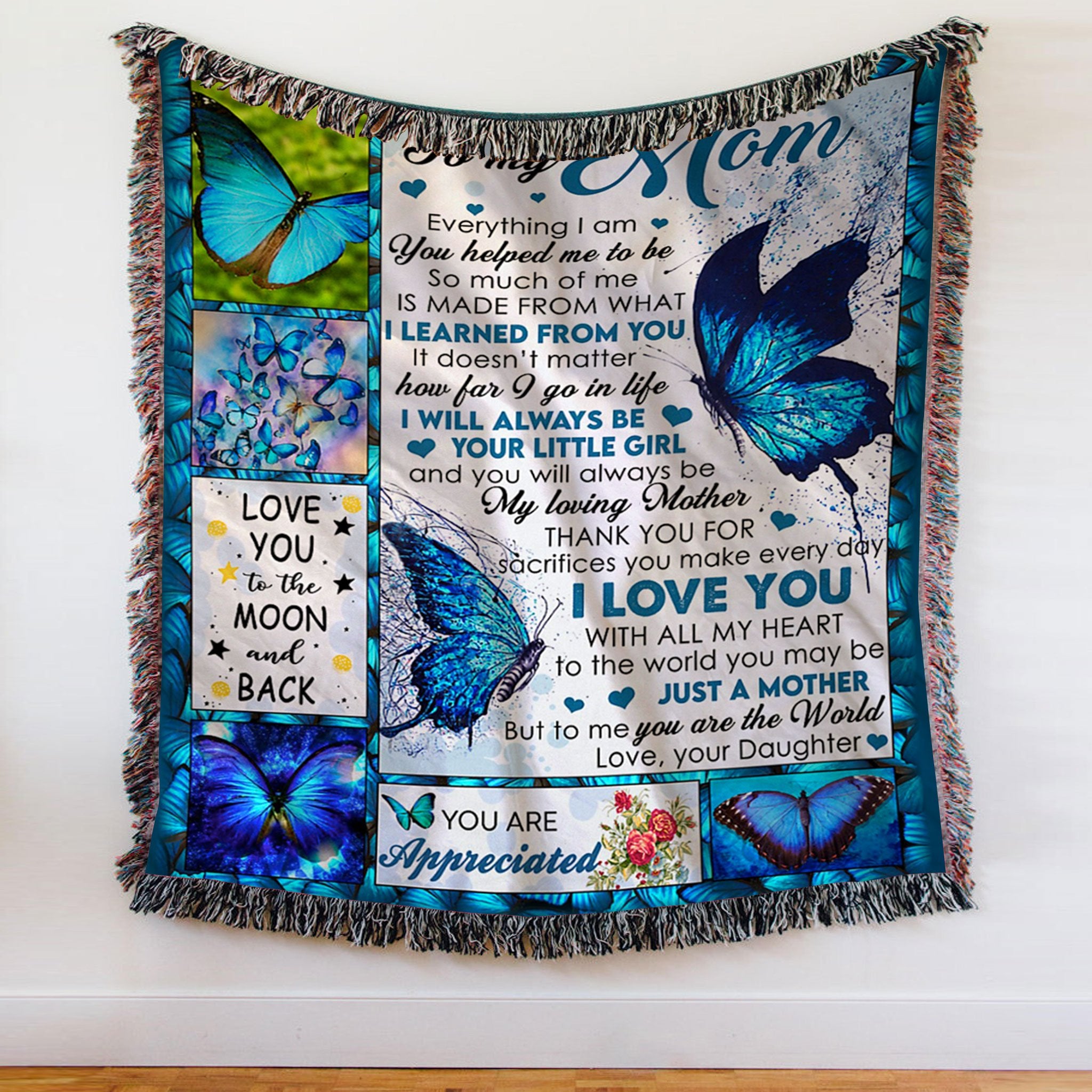 Custom Woven Blanket To My Mom Woven Throw Blanket - Gift for Mom - 50x60-A Loves Gift