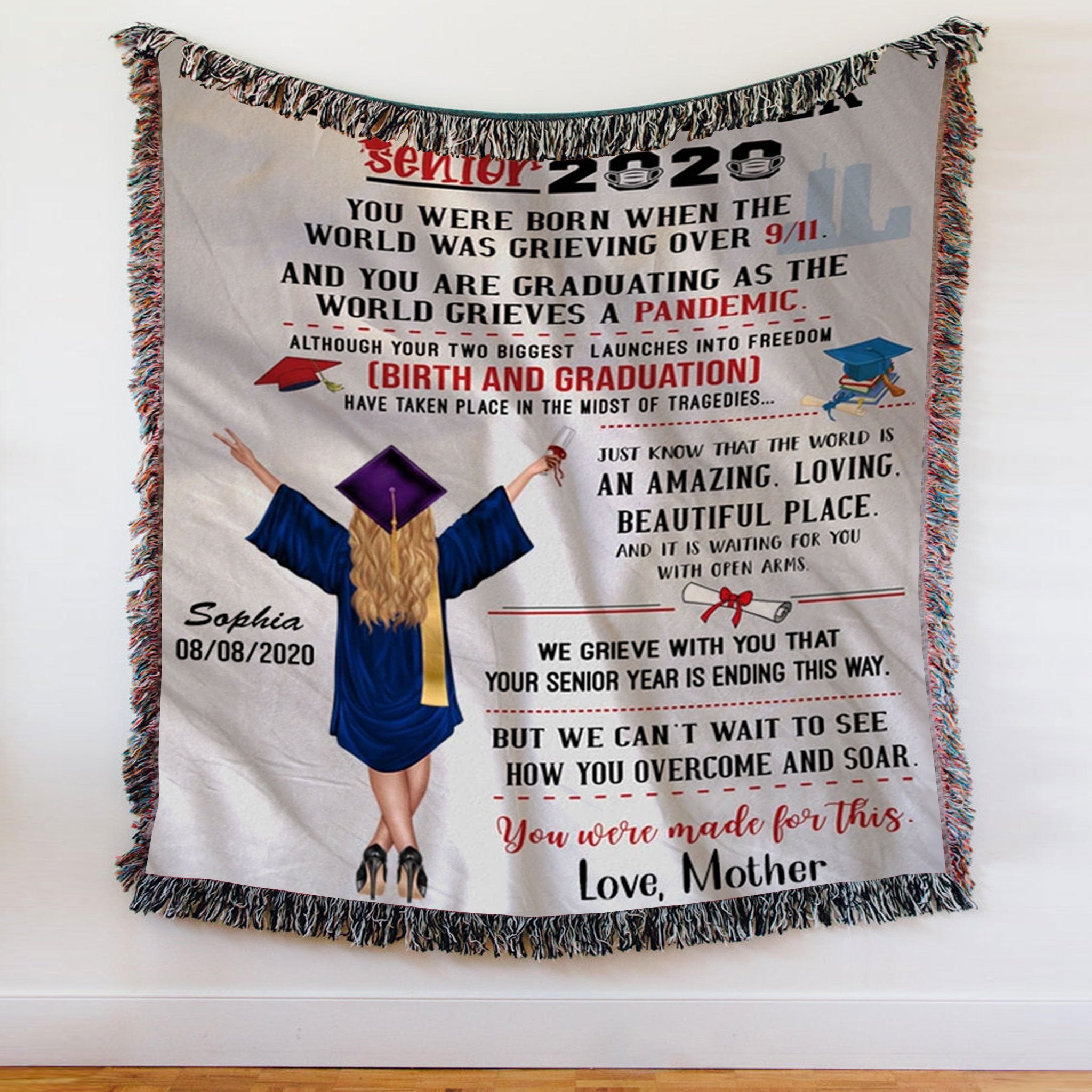 Custom Woven Blanket To My Daughter Woven Blanket Personalized Graduation - Woven Throw Blanket - 50x60-A Loves Gift