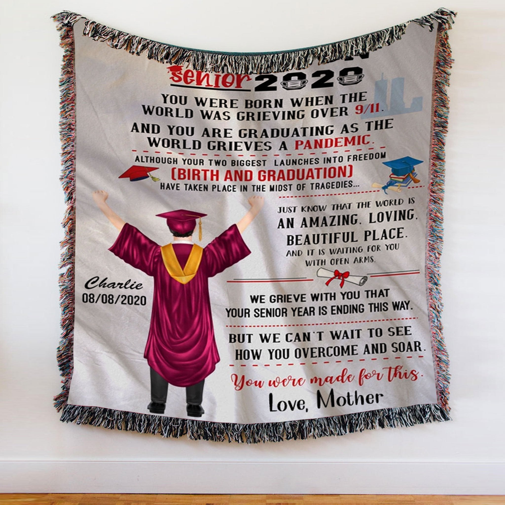 Custom Woven Blanket To My Son Personalized Graduation Woven Blanket - Woven Blanket - 50x60-A Loves Gift