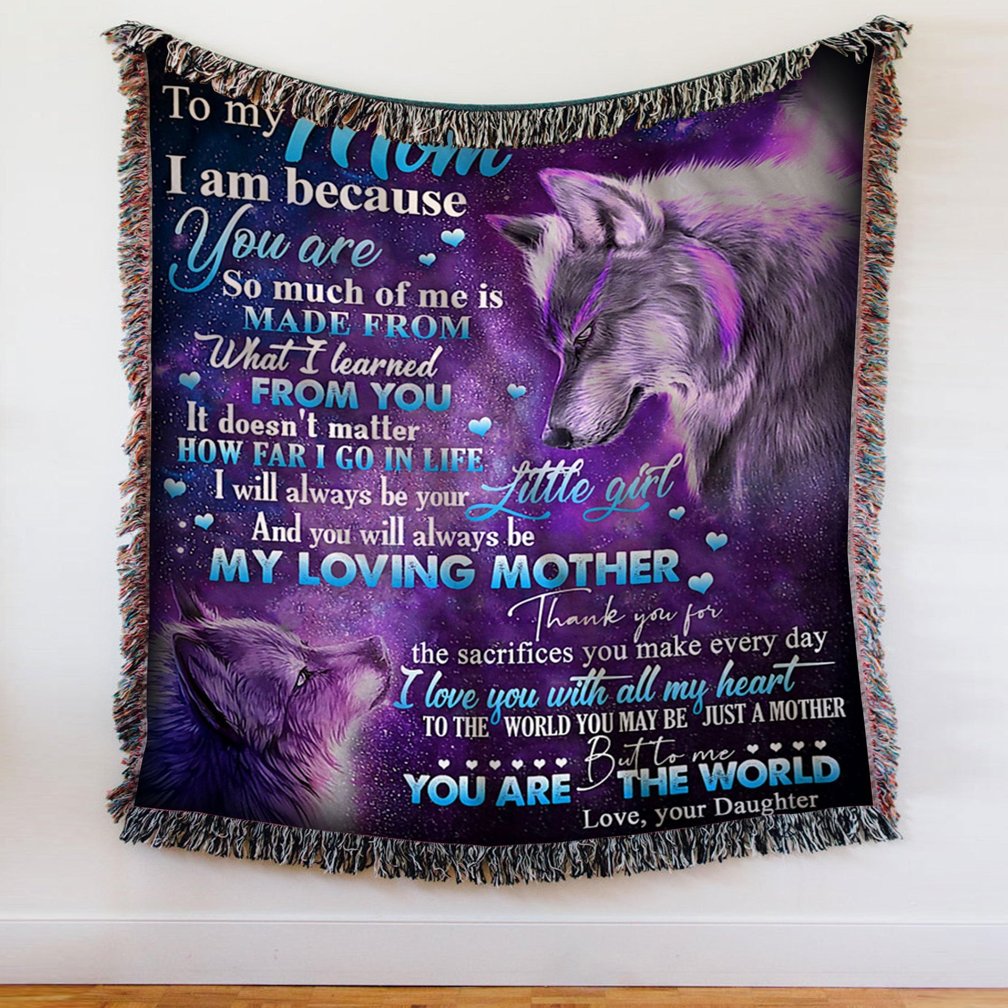 Custom Woven Blanket Wolf To My Mom Blanket - Gift for Mom - Woven Throw Blanket - 60x80-A Loves Gift