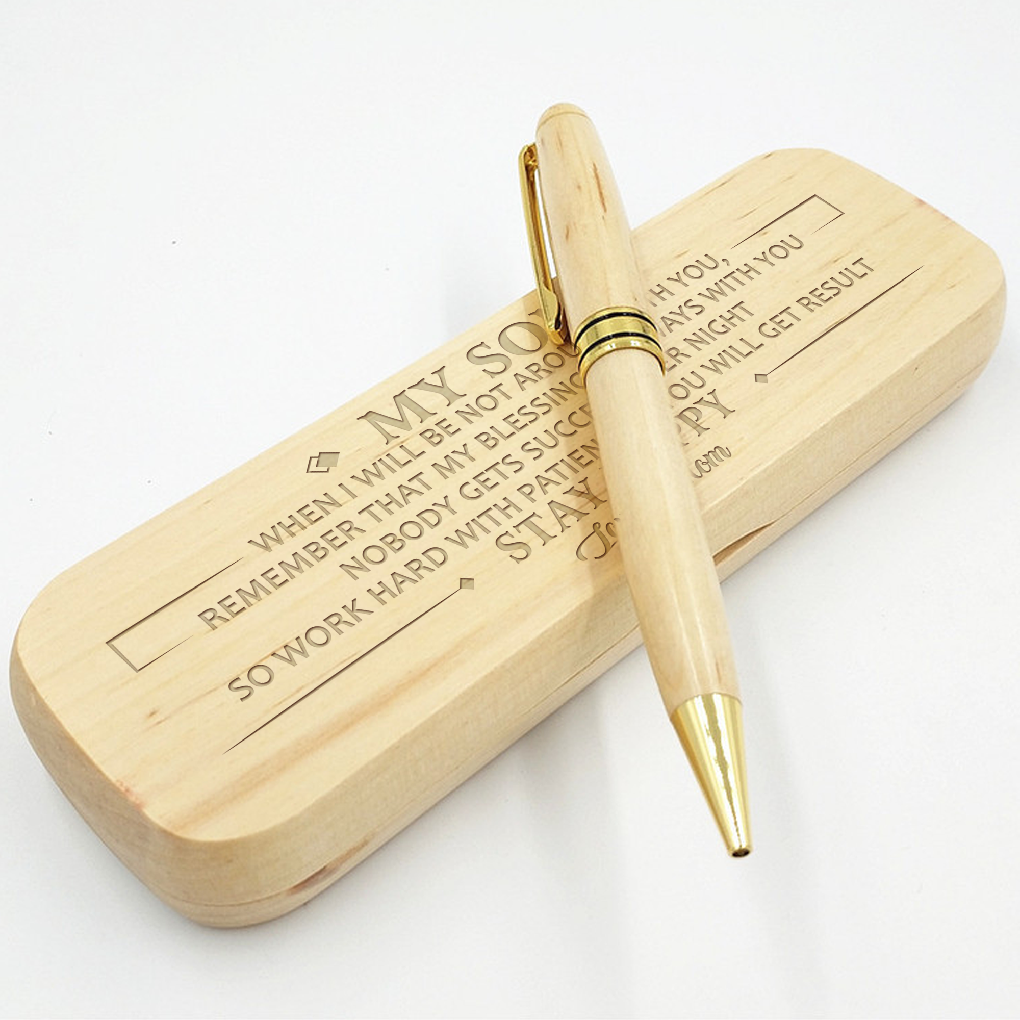 SON MOM - WORK HARD - ENGRAVED WOOD PEN CASE-A Loves Gift