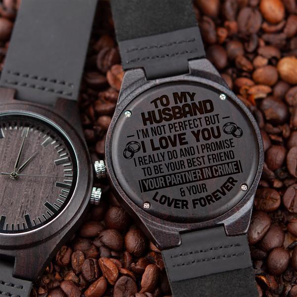 HUSBAND - EVERYTHING - WOOD WATCH Engraved Gifts Watch