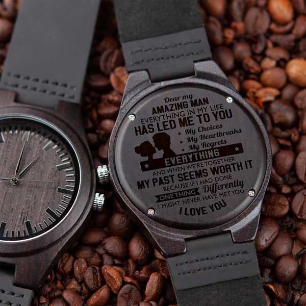 HUSBAND - AMAZING MAN - WOOD WATCH Engraved Gifts Watch