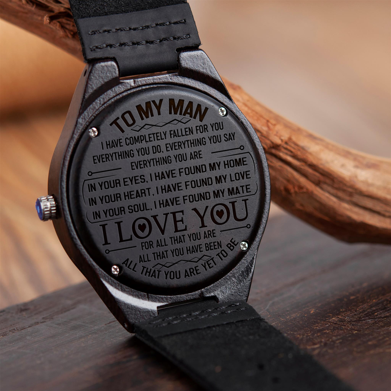 ENGRAVED WOODEN WATCH - GREAT GIFT FOR YOUR HUSBAND!-A Loves Gift