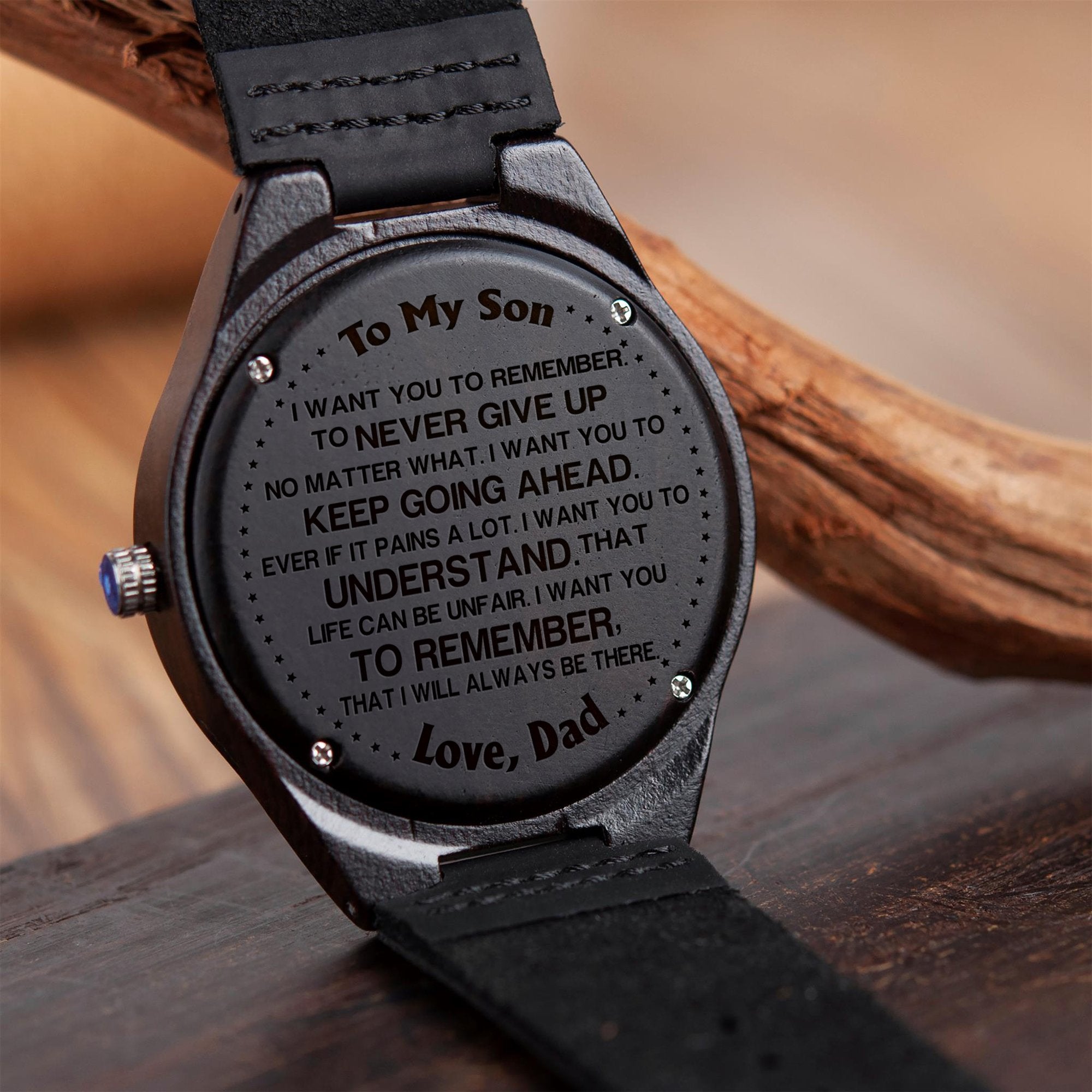 SON DAD - ALWAYS BE THERE - WOOD WATCH