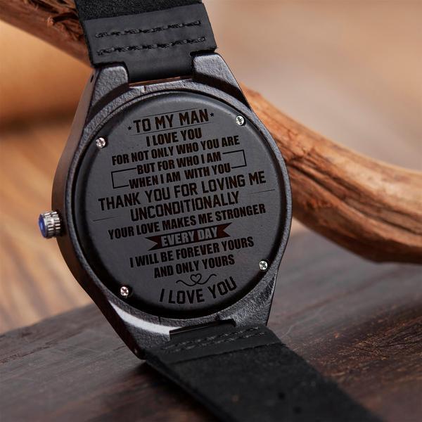 ENGRAVED WOODEN WATCH - GREAT GIFT FOR YOUR HUSBAND!-A Loves Gift