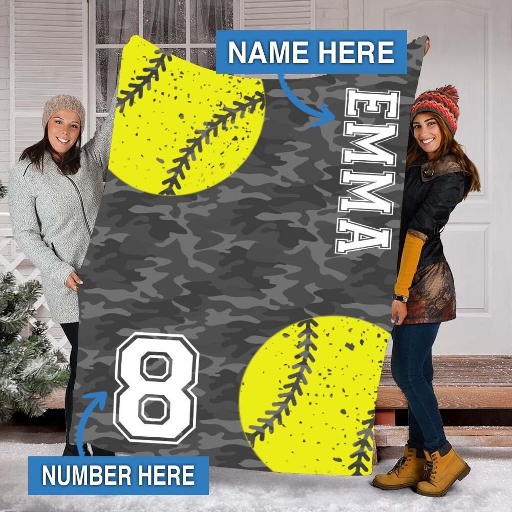 Personalized Name And Number Softball Lover Blanket Gift For Son-A Loves Gift