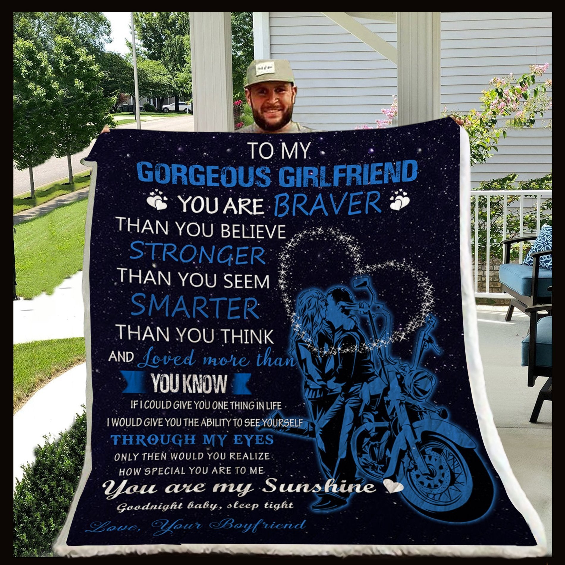 G- Biker blanket - To my gorgeous girlfriend - You are braver-A Loves Gift