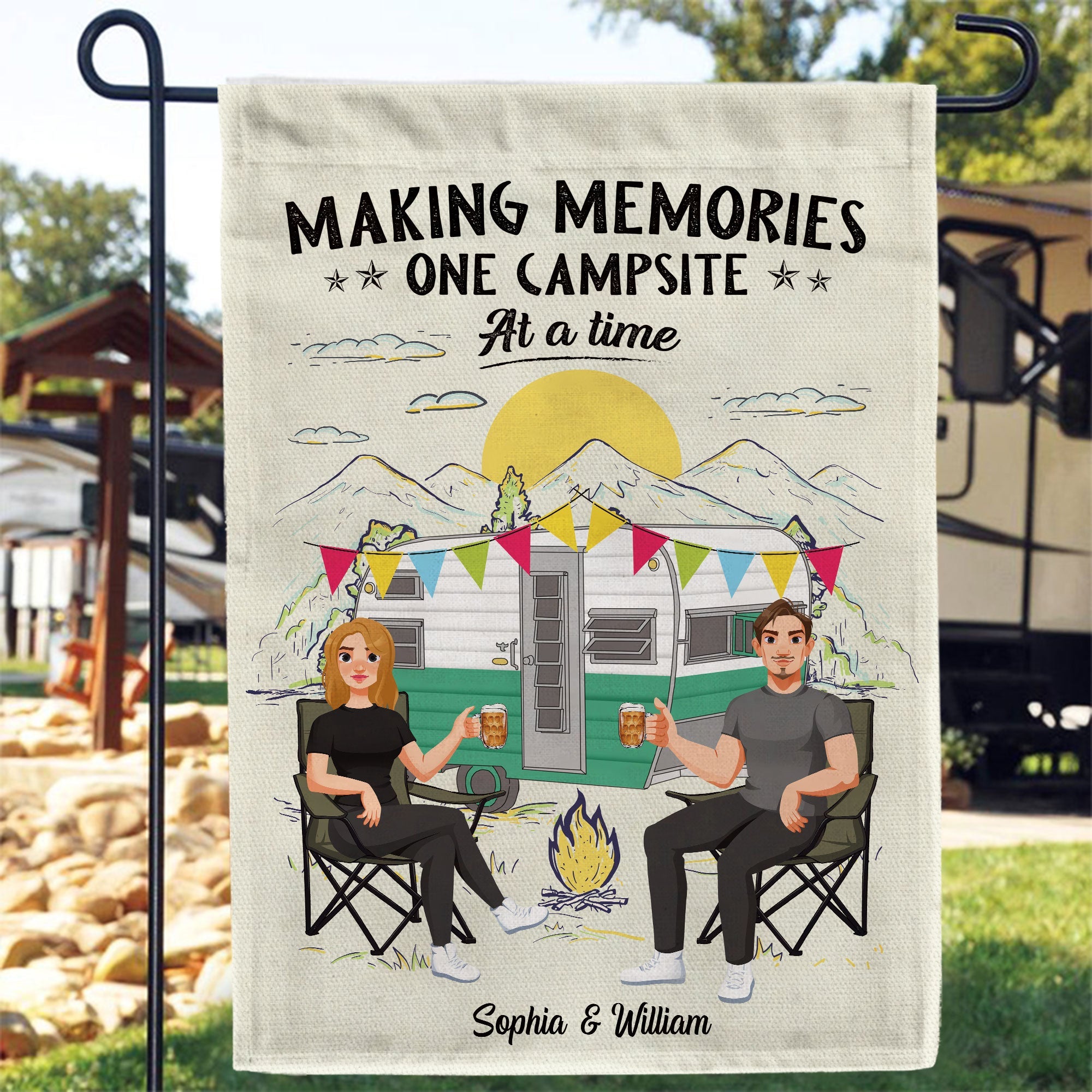 Making Memories One Campsite At A Time - Personalized Garden Flag