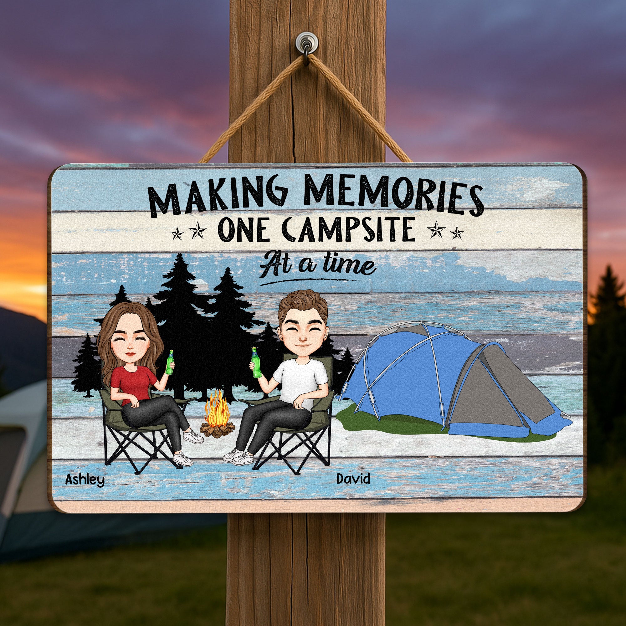 Making Memories One Campsite At A Time - Personalized Wood Sign