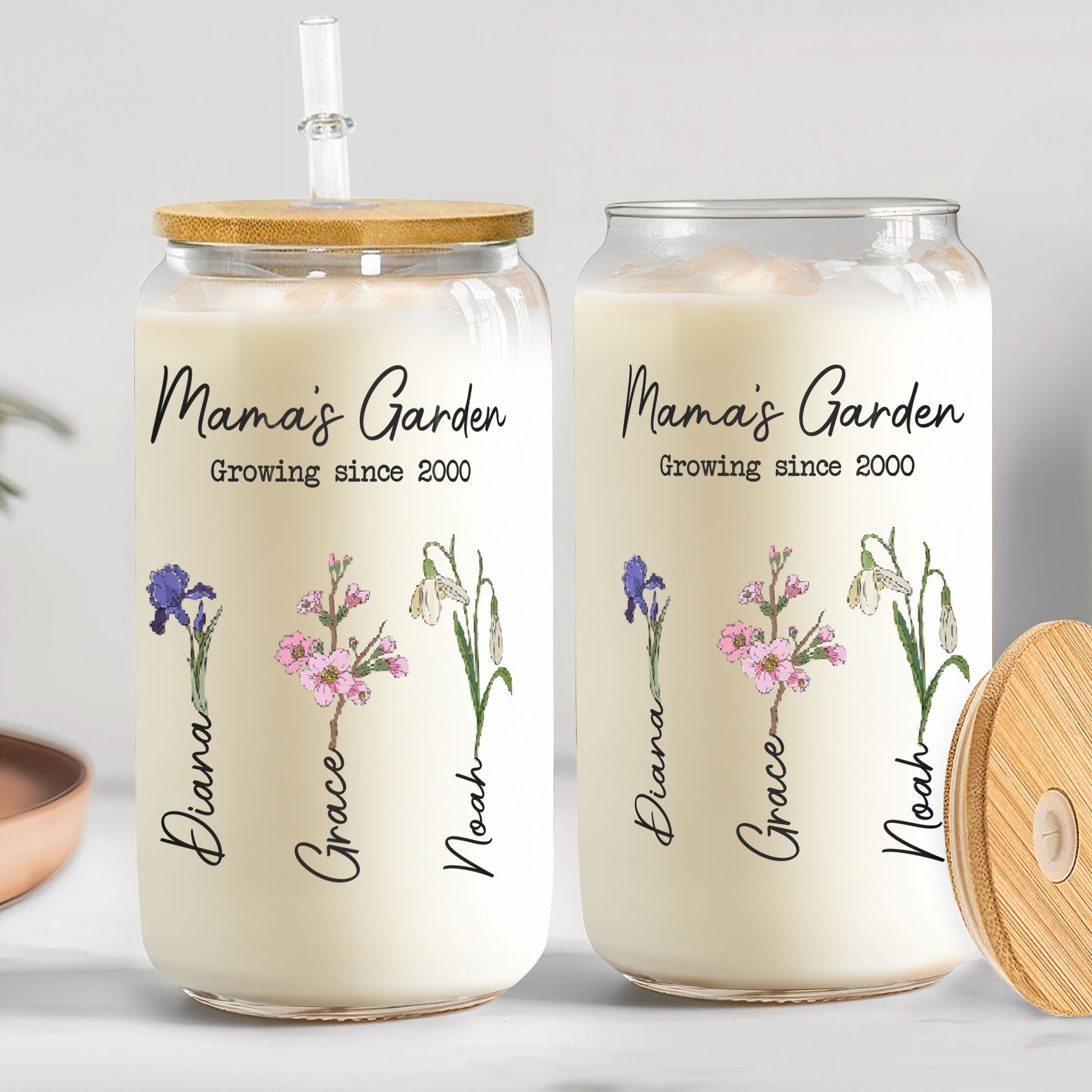 Mama's Garden - Personalized Clear Glass Cup