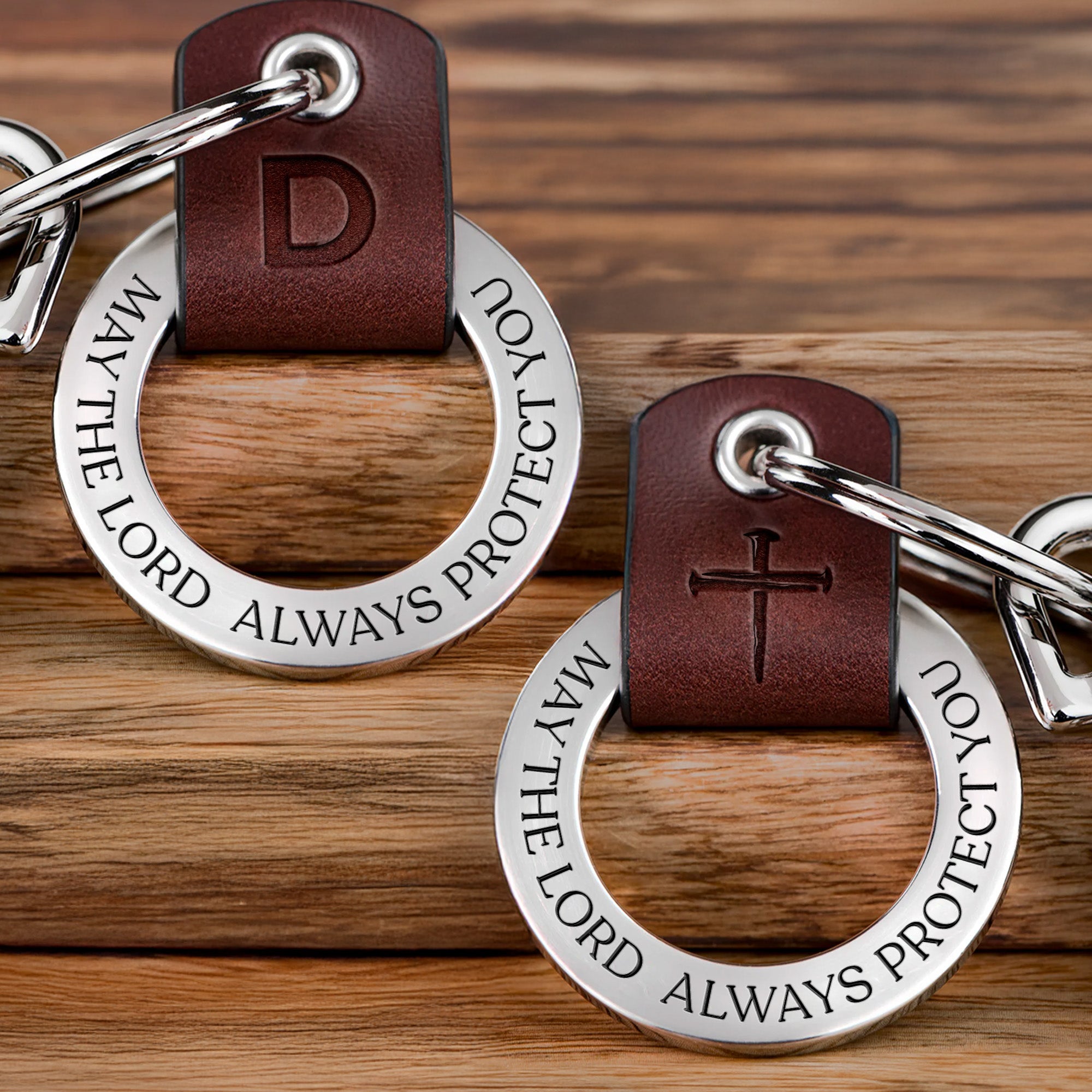 May The Lord Always Protect You - Personalized Coordinates Keychain
