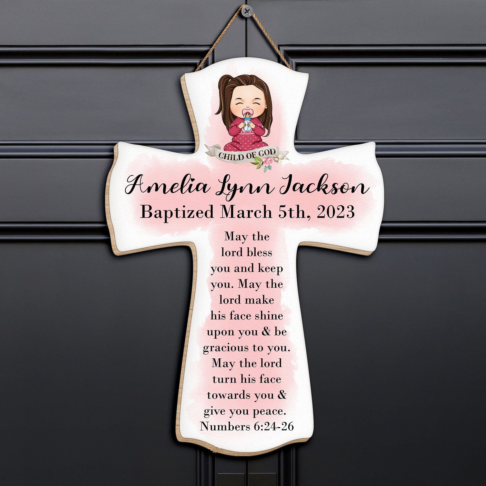 Baptism Gifts For Girls - May The Lord Bless You - Personalized Wood Sign