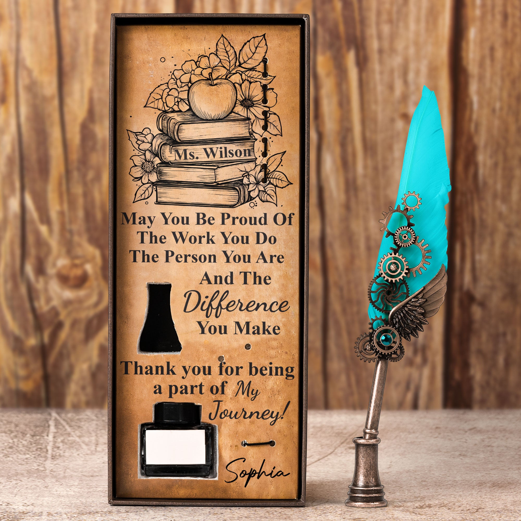 May You Be Proud Of The Work You Do - Feather Pen Set With Custom Card