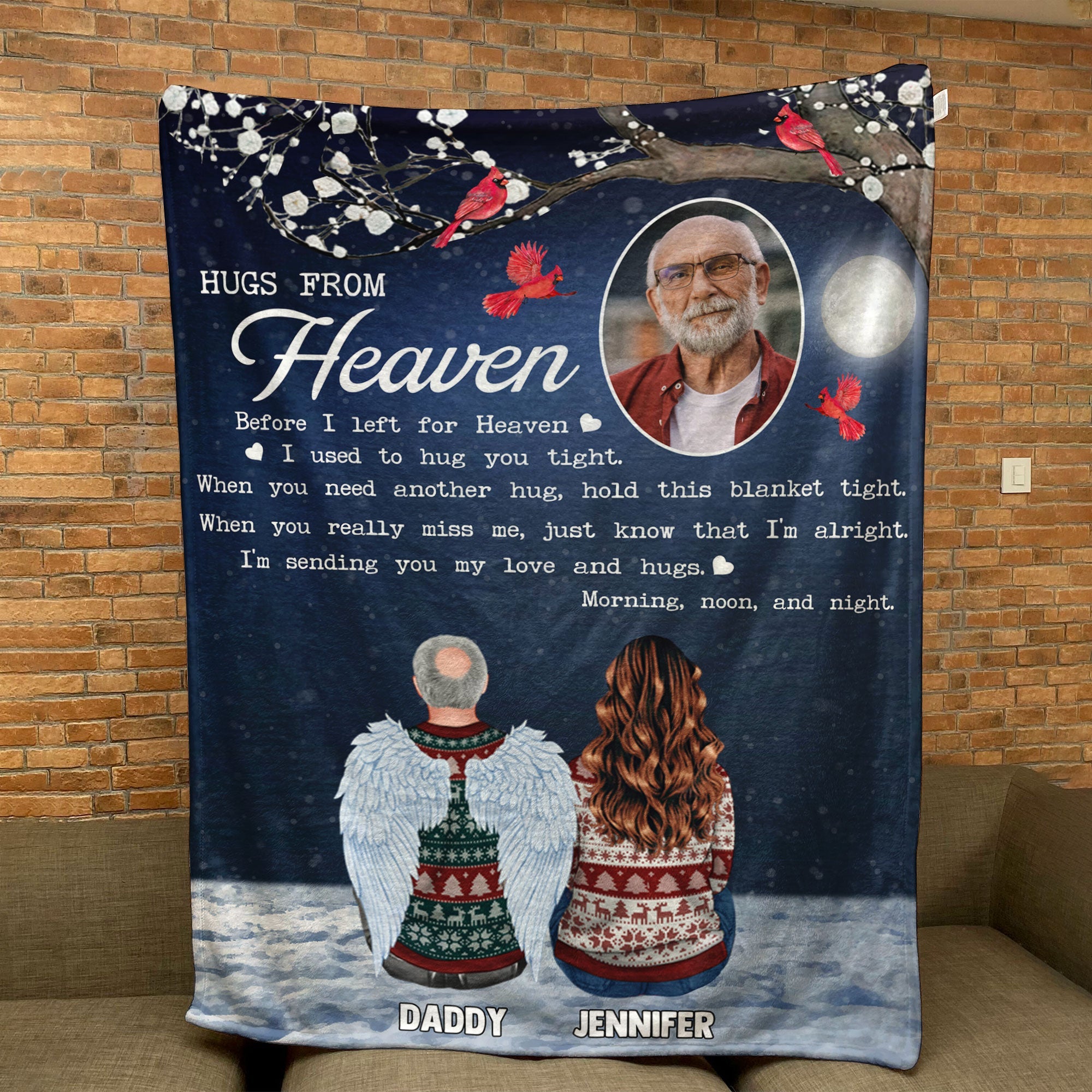 Memorial Blanket Hugs From Heaven - Personalized Memory Photo Blanket