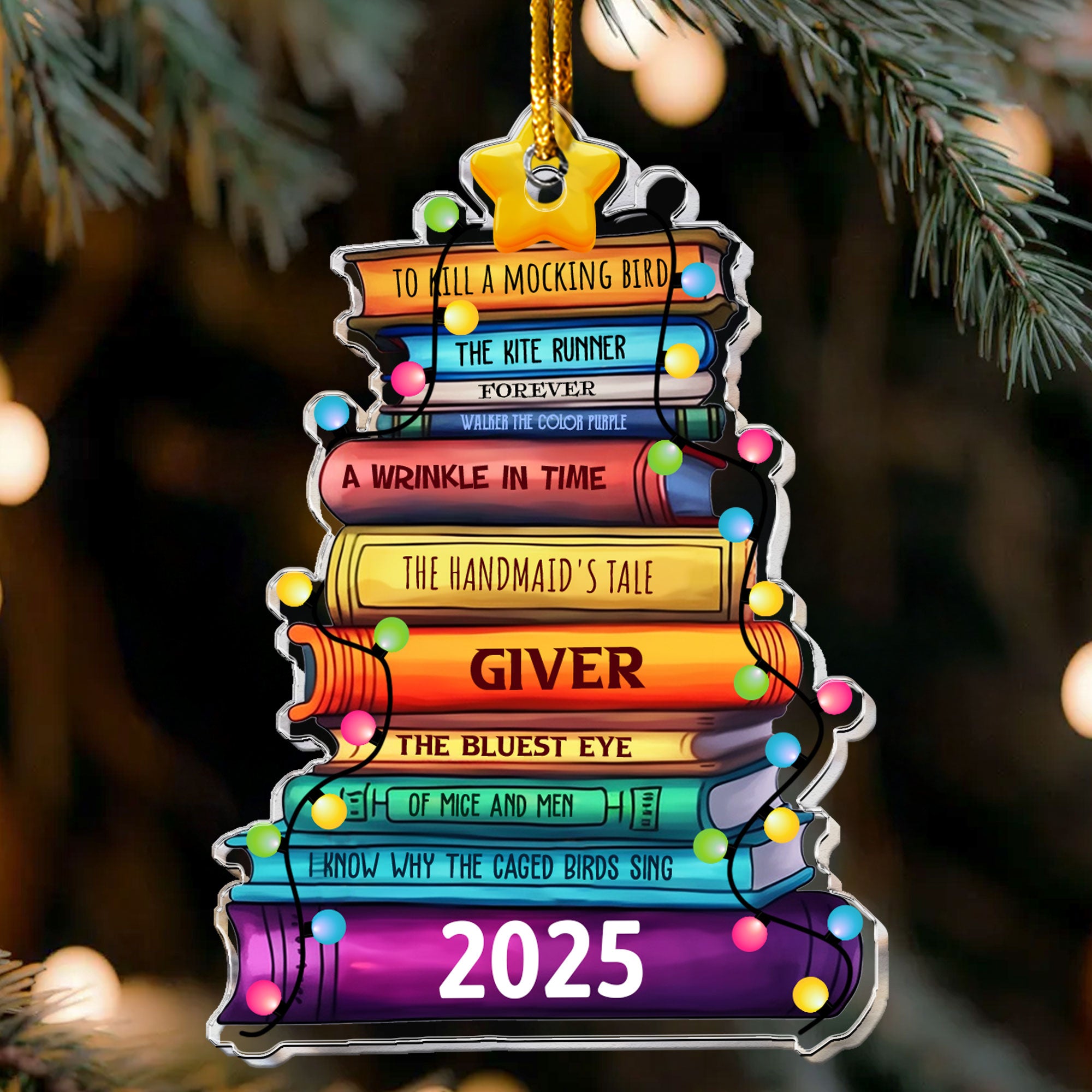Merry Bookmas - Personalized Acrylic Ornament