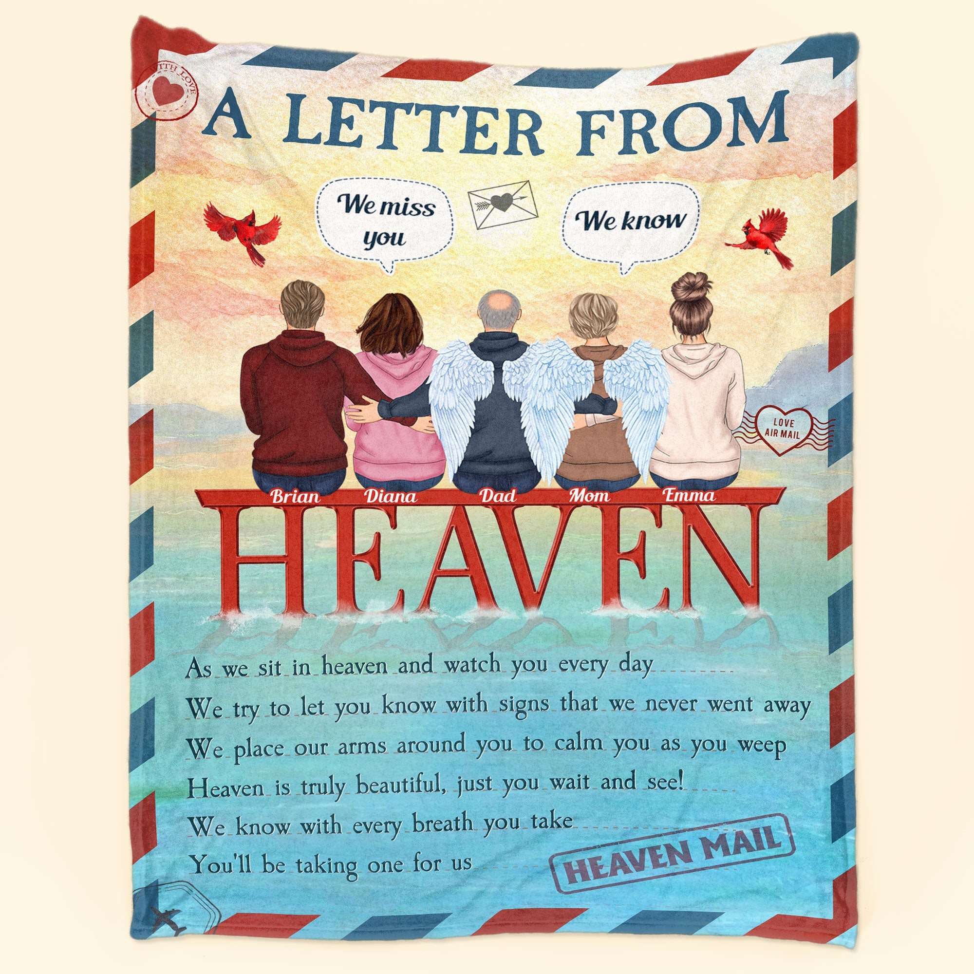 A Letter From Heaven - Personalized Memory Blanket - Loving, Memorial Gift For Family With Lost Ones, Parents, Grandparents, Children, Siblings