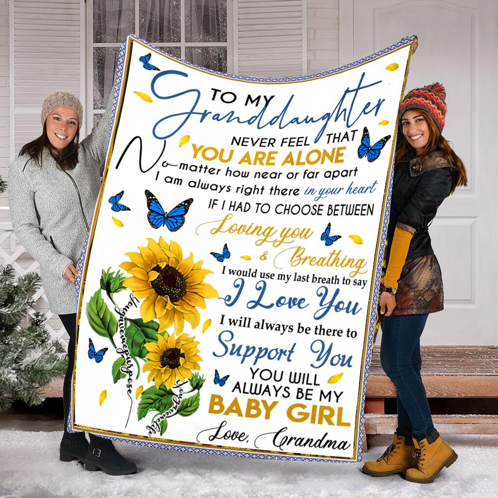 Custom Blankets To My Granddaughter Blanket - Gift for Granddaughter - Fleece Blanket-A Loves Gift