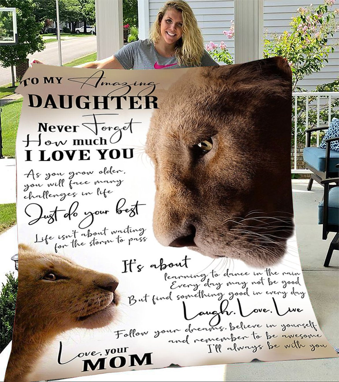 Lion Custom Blankets To My Amazing Daughter - Perfect Gift For Daughter - Fleece Blanket-A Loves Gift