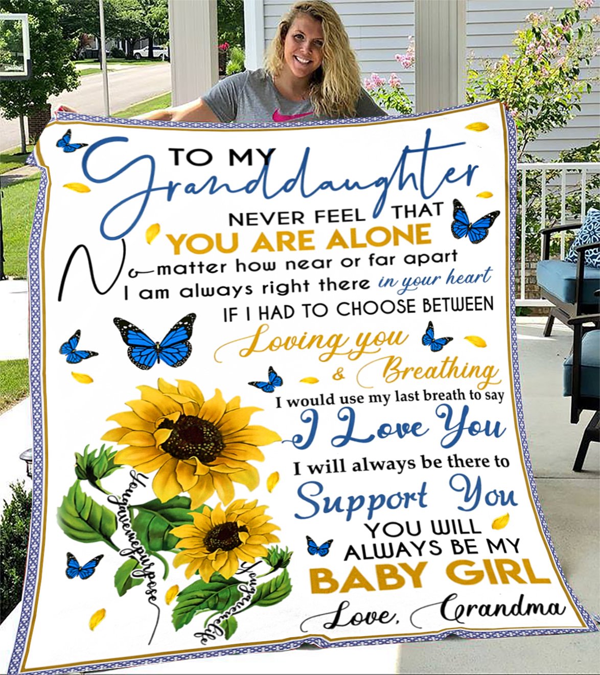 Custom Blankets To My Granddaughter Blanket - Gift for Granddaughter - Fleece Blanket-A Loves Gift