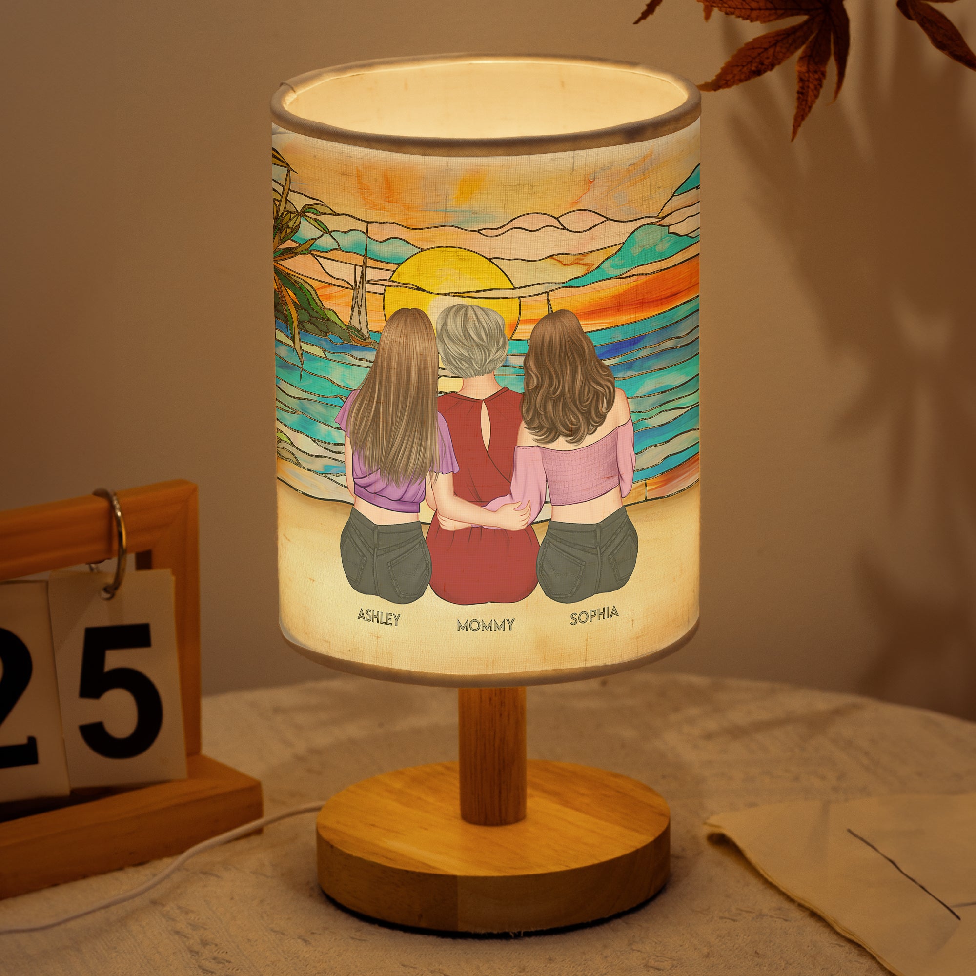 Mom And Her Children - Personalized Fabric Lamp