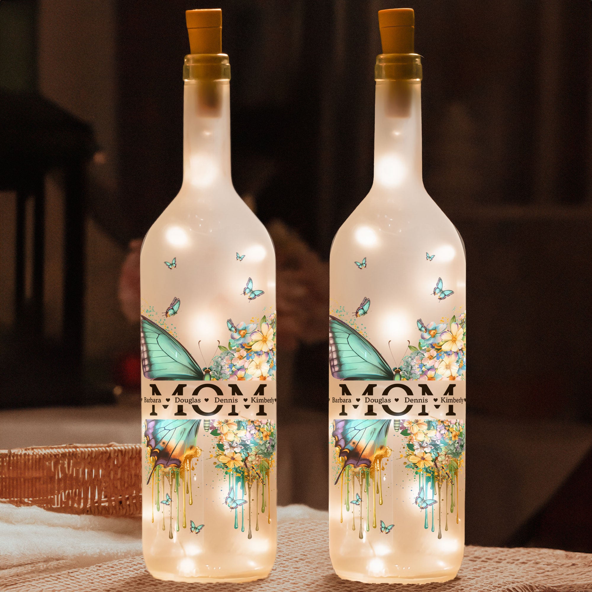 Mom Custom With Kids' Names - Personalized Bottle Lamp