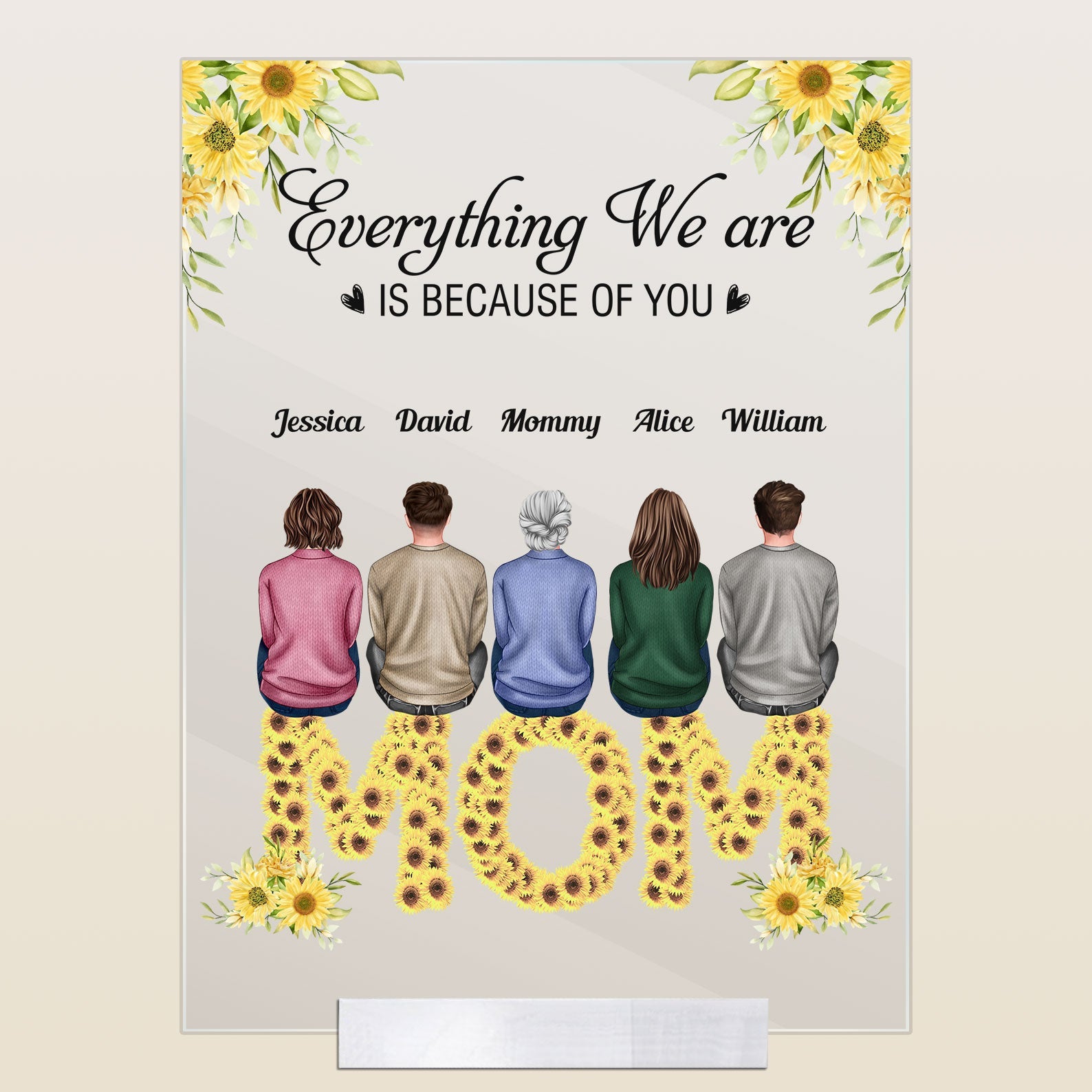 Mom Everything We Are Is Because Of You - Personalized Acrylic Plaque