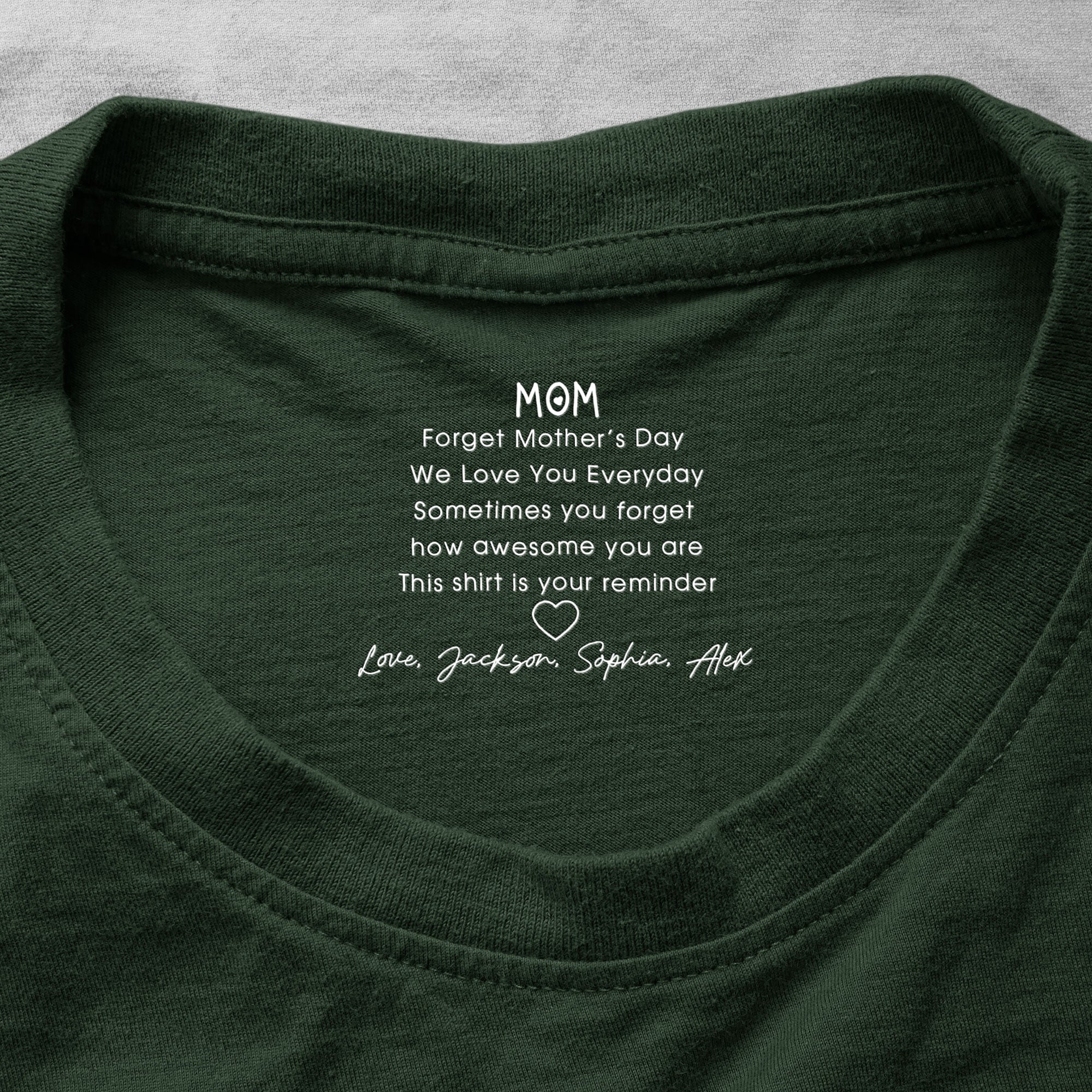 Mom, Forget Mother's Day We Love You Everyday - Reminder Hidden Message - Personalized Shirt