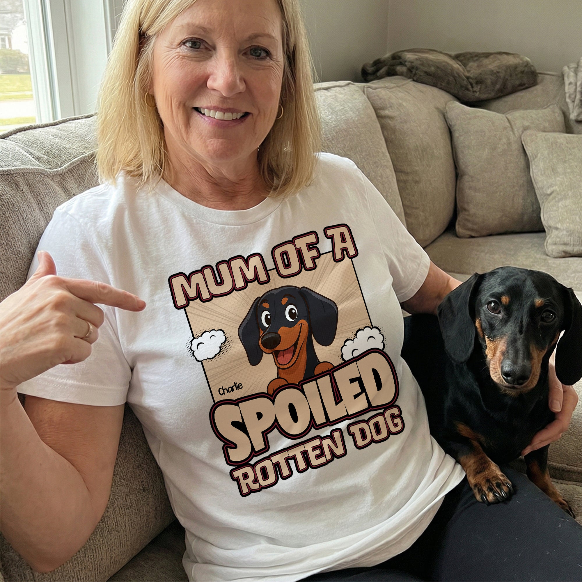 Mom Of A Spoiled Rotten Dog - Retro Dog Version - Personalized Shirt