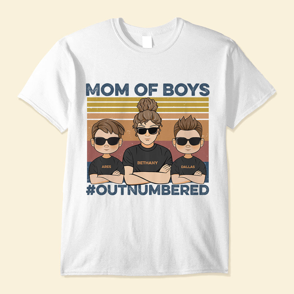 Mom Of Boys #Outnumbered, Family Custom Shirt, Gift For Mom
