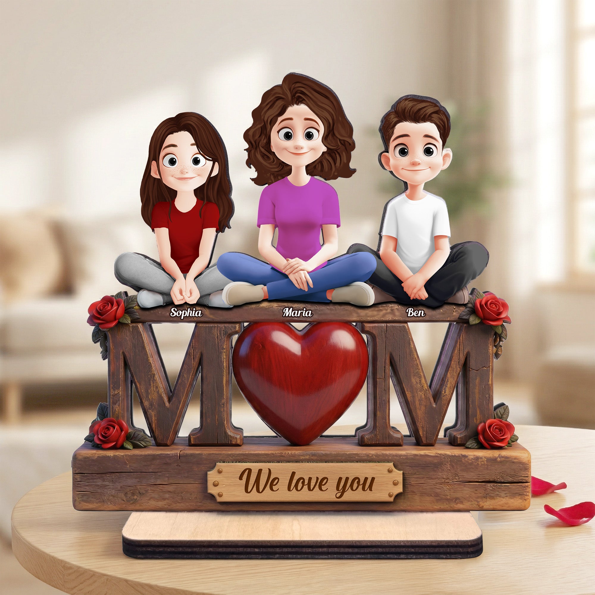 Mom We Love You Mother's Day Gift For Her, Wife, Mom - Personalized Wooden Plaque