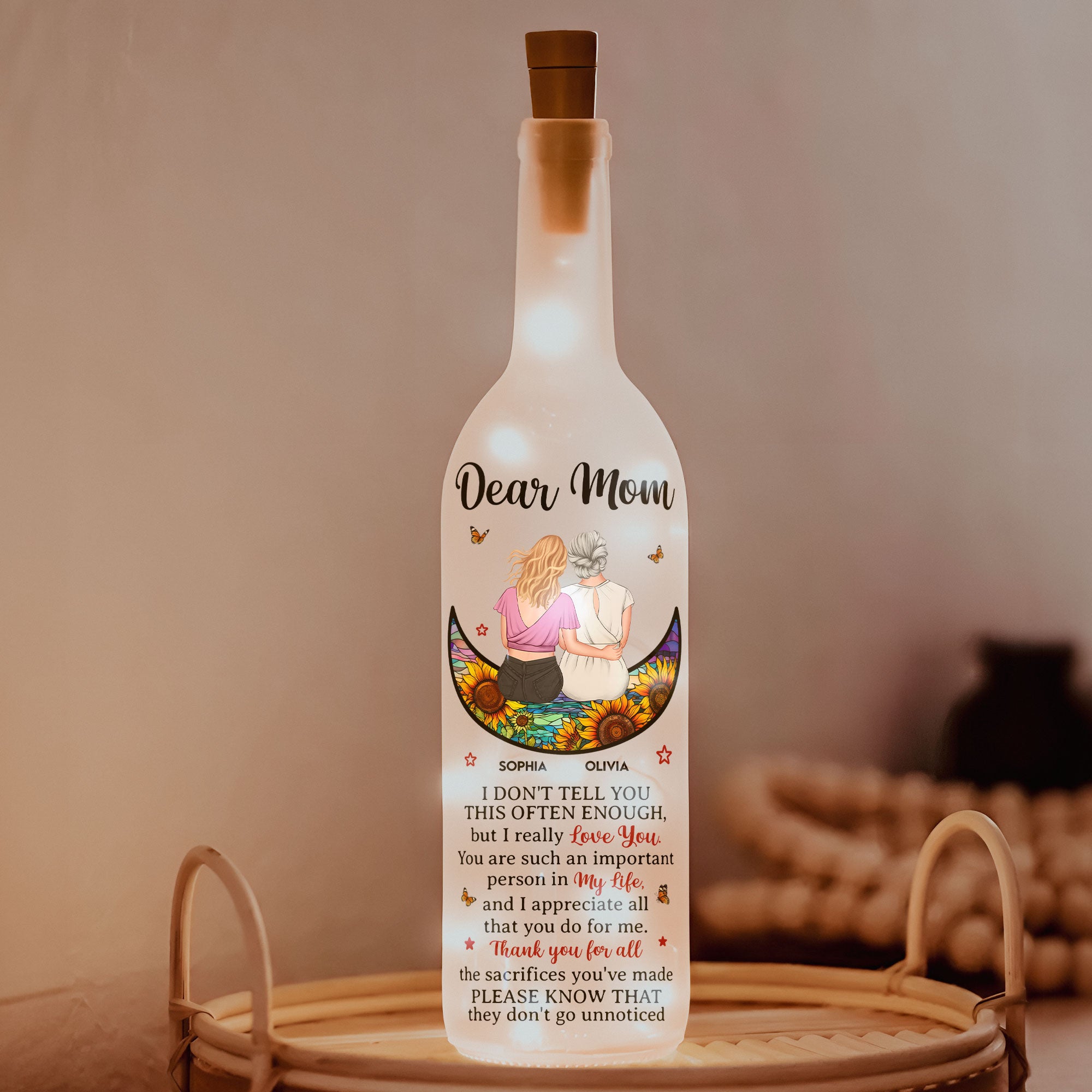 Mom, We Really Love You - Personalized Bottle Lamp