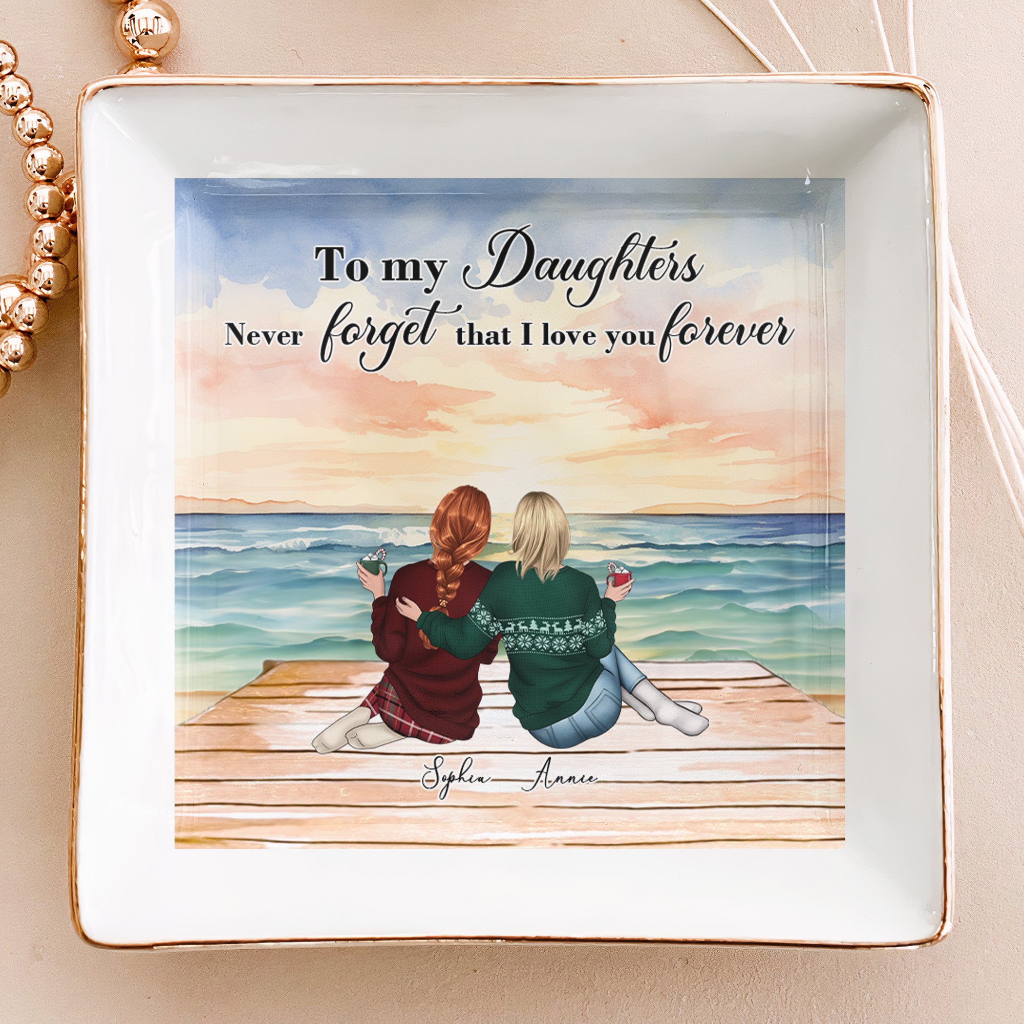 To Daughter Never Forget That I Love You Forever - Personalized Jewelry Dish - Gift For Daughter
