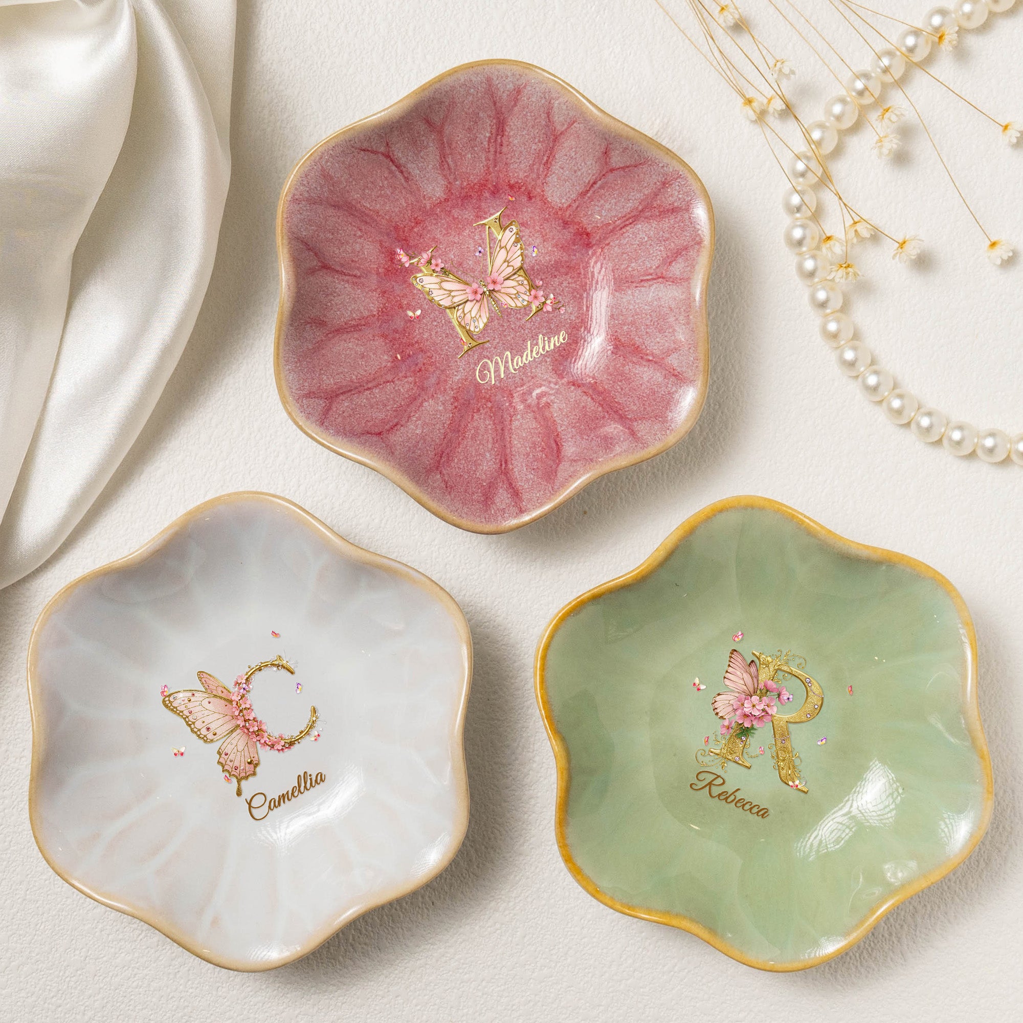 Monogram Letter Custom Name Gift For Her, Friends, Daughters, Sisters - Personalized Jewelry Dish