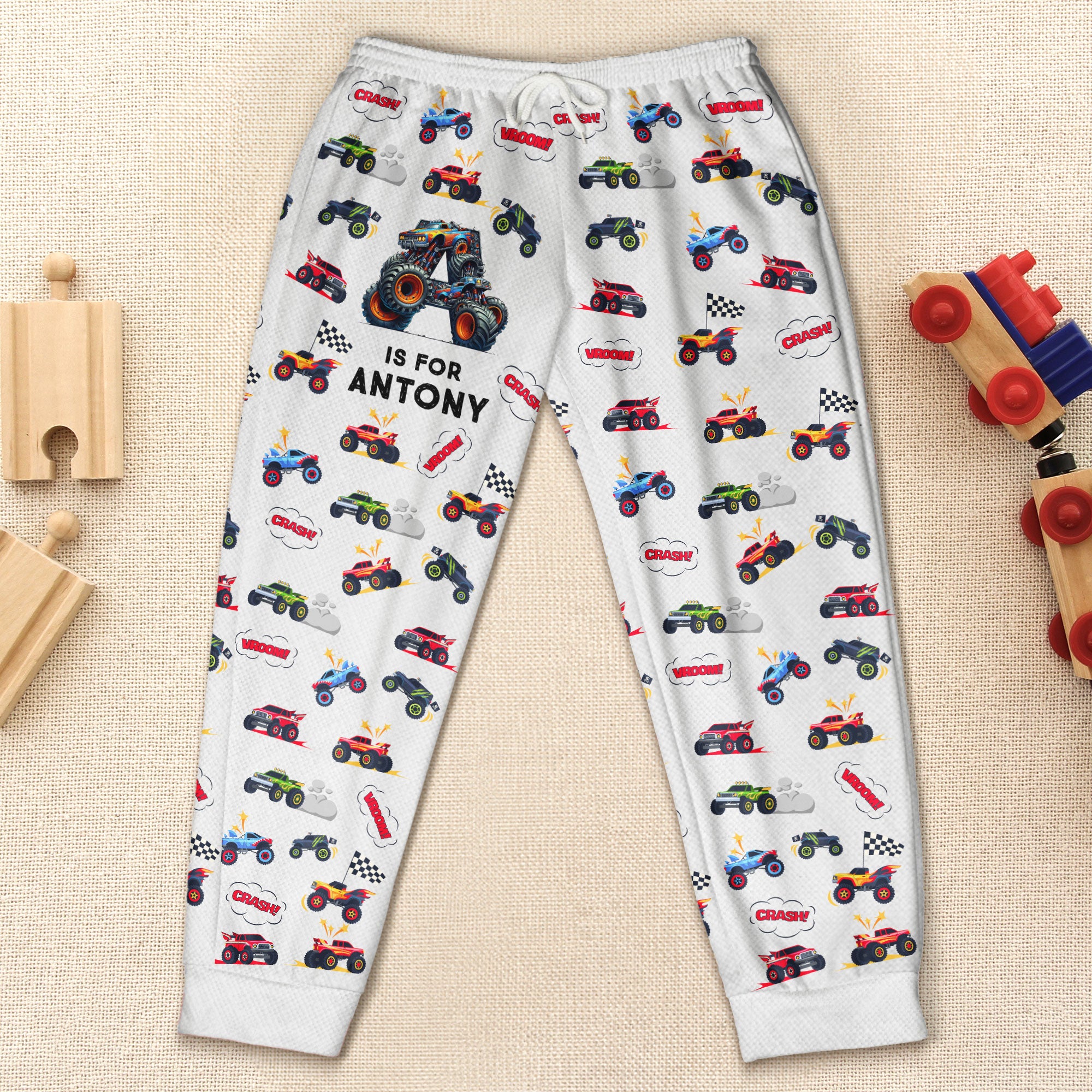 Monster Truck Alphabet Letters - Personalized Sweatpants