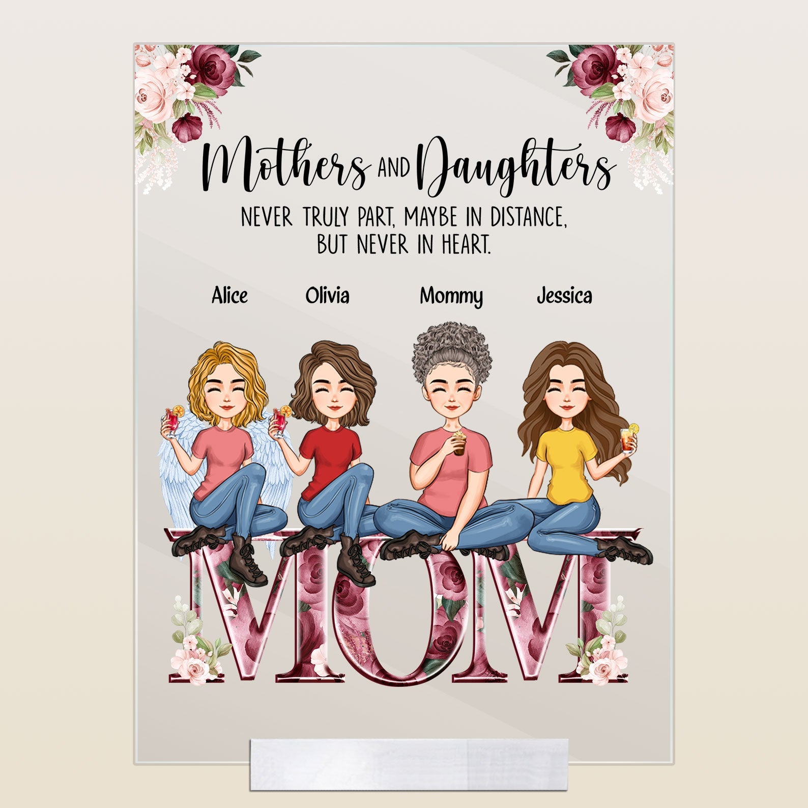 Mother & Children Floral - Personalized Acrylic Plaque