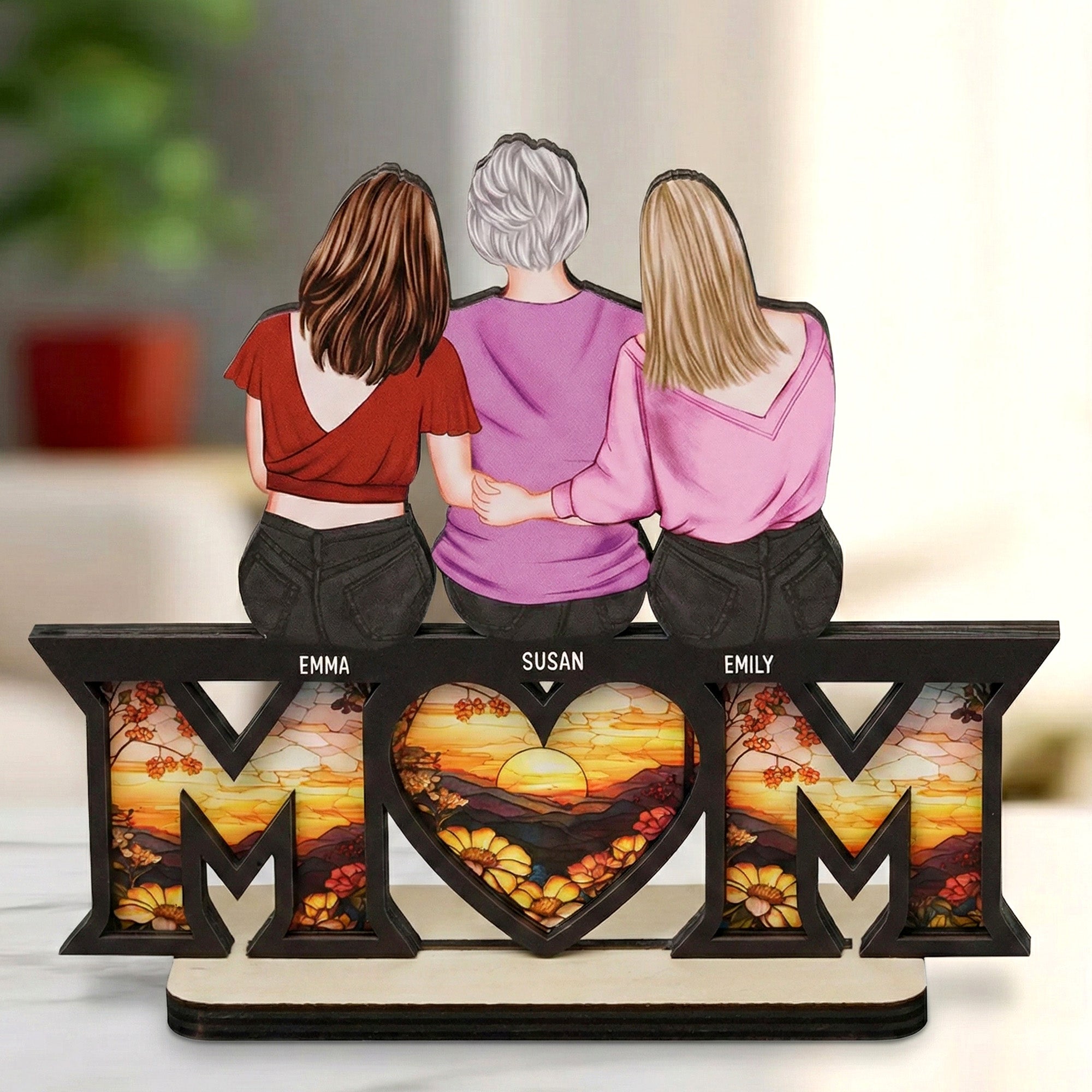 Mother & Children Mother's Day Gift For Mom, Wife - Personalized Wooden Plaque