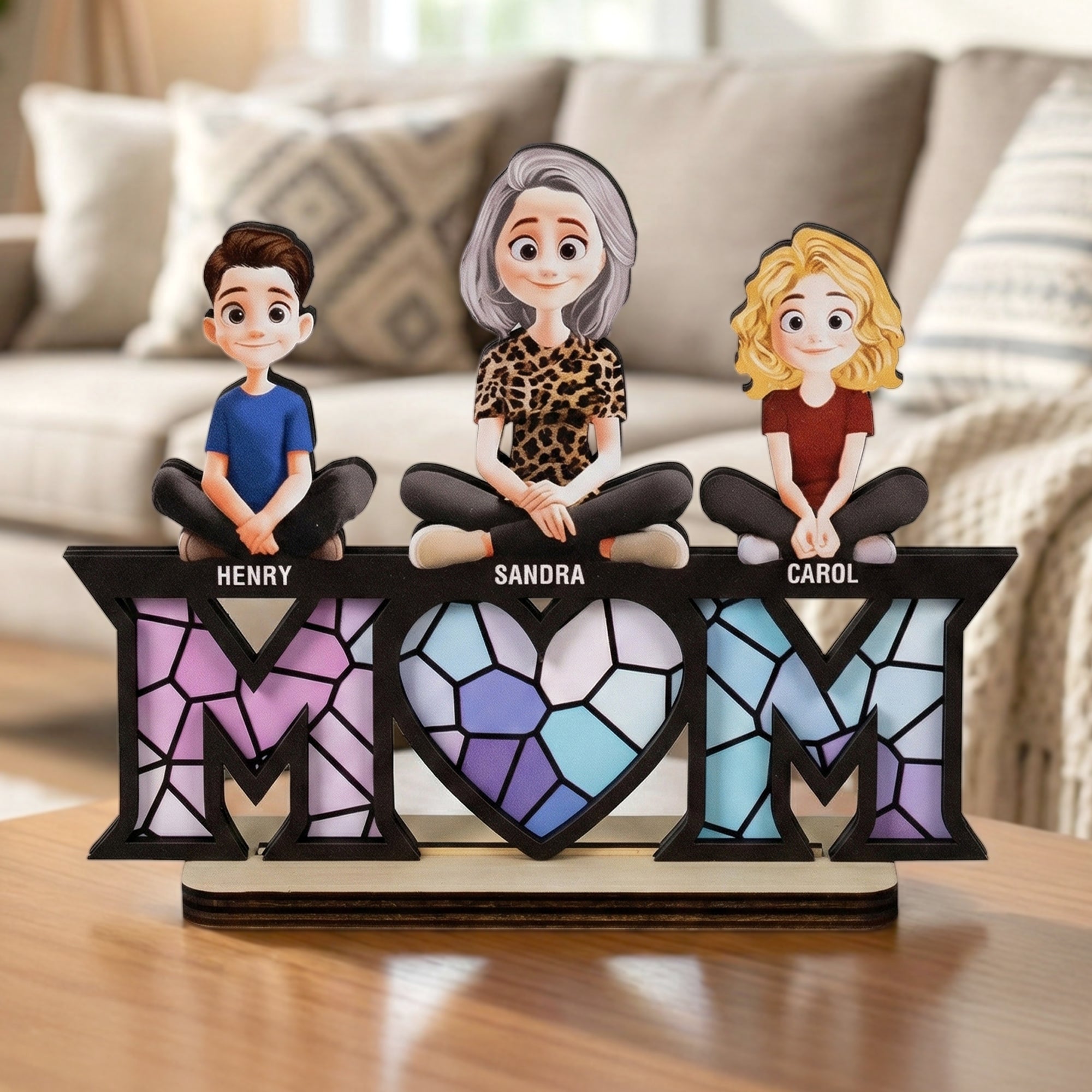 Mother & Children Mother's Day Gift For Wife, Mum, Mom - Personalized Wooden Plaque
