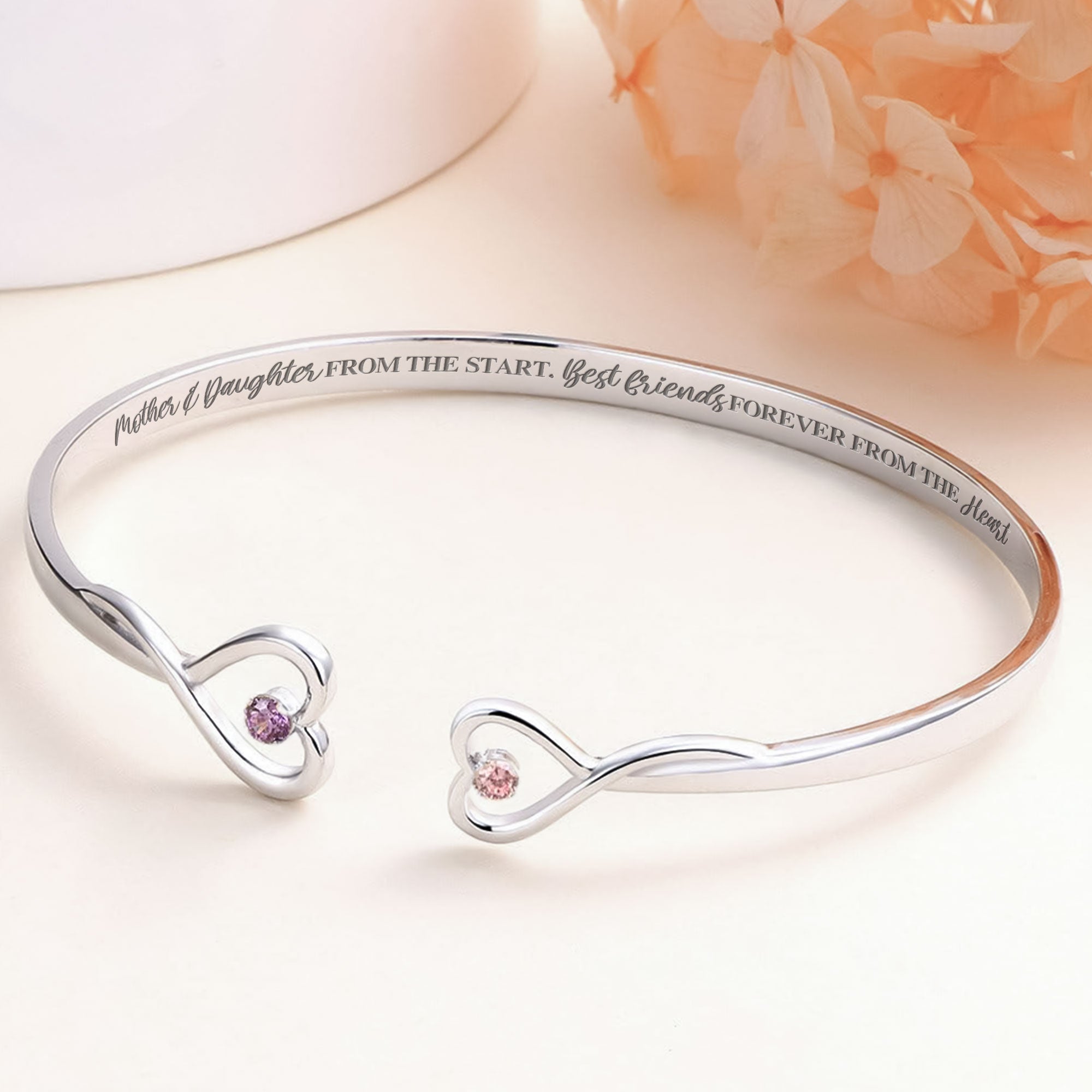 Mother & Daughter Best Friends Forever From The Heart - Personalized Heart Bracelet