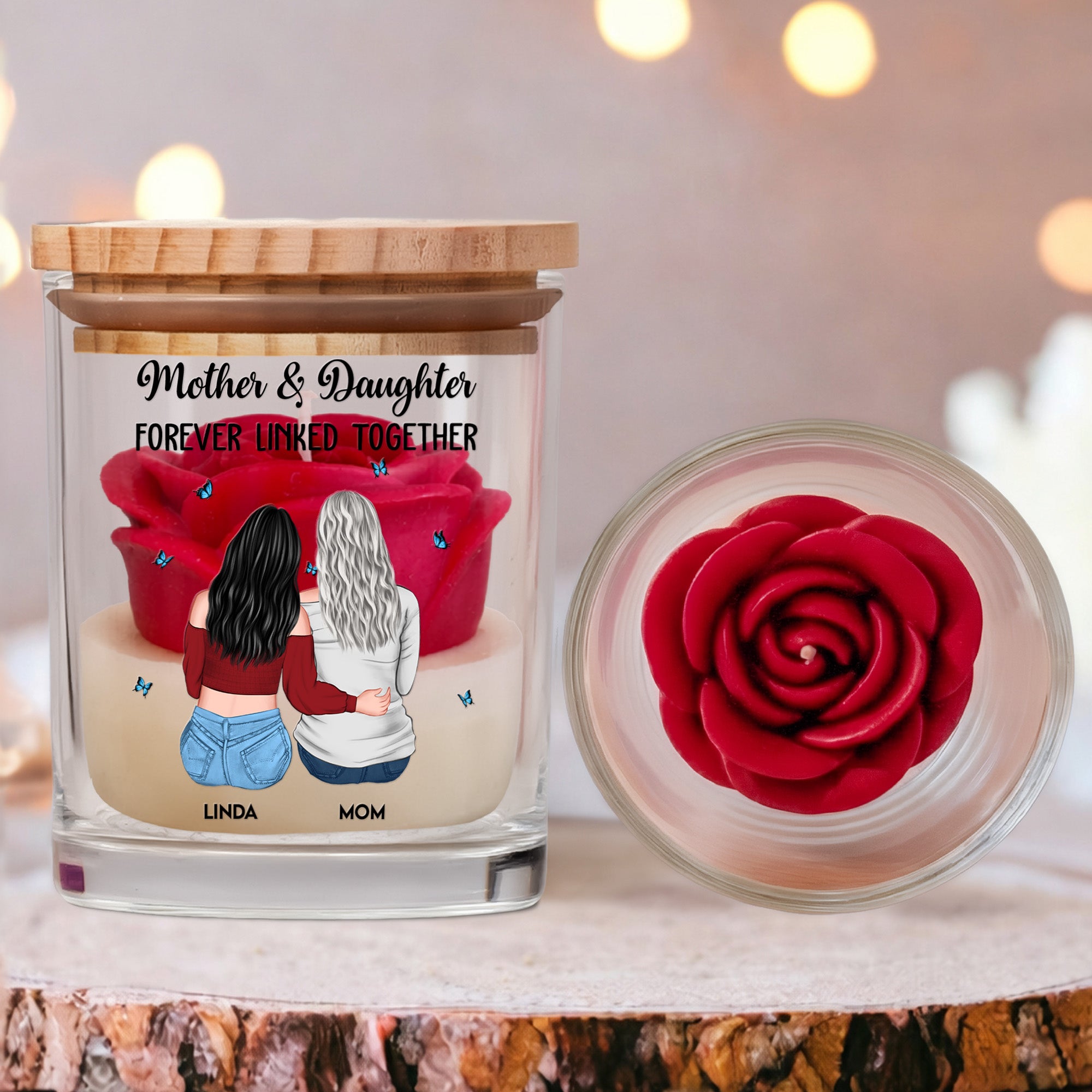 Mother & Daughter Forever Linked Together - Personalized Candle