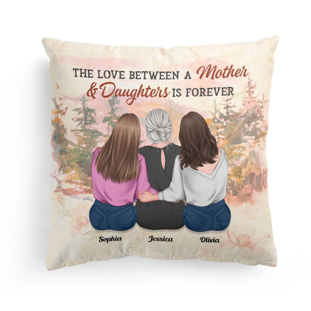 Mother & Daughter Forever Linked Together - Personalized Pillow (Insert Included) - Birthday, Loving Gift For Mom, Mother, Daughters