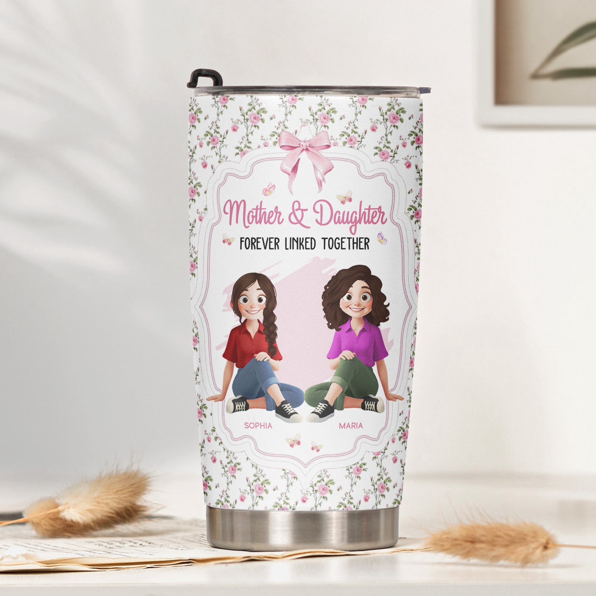 Mother & Daughter Forever Linked Together - Personalized Tumbler Cup