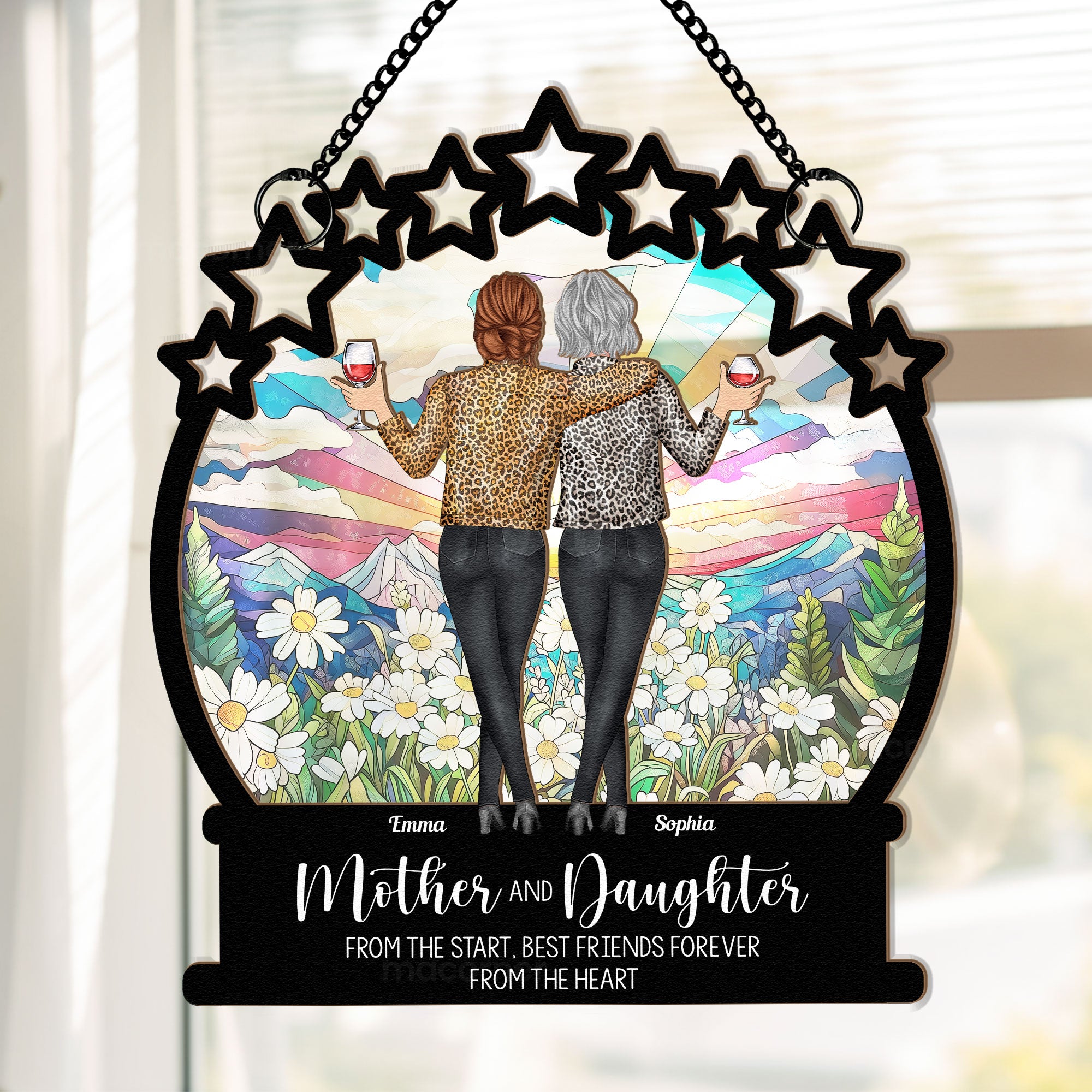 Mother & Daughter Gift - BFF From The Heart - Personalized Window Hanging Suncatcher Ornament