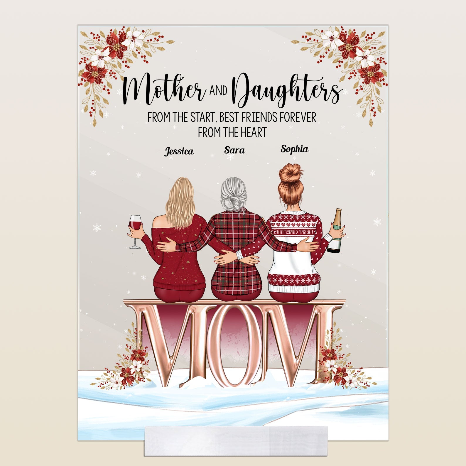 Mother & Daughters Forever Linked Together - Personalized Acrylic Plaque
