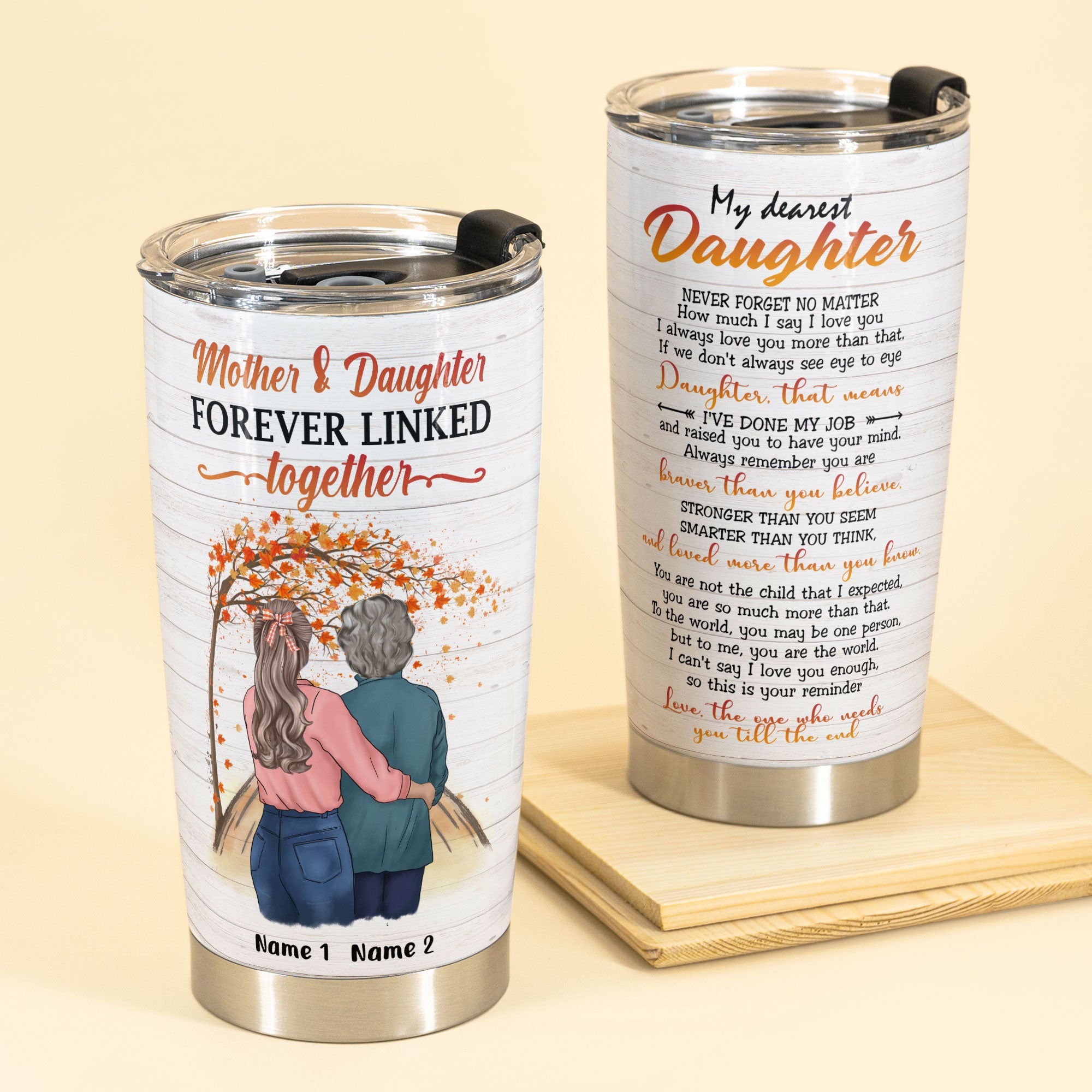 Mother And Daughter Forever Linked Together, Family Custom Tumbler, Gift For Daughters