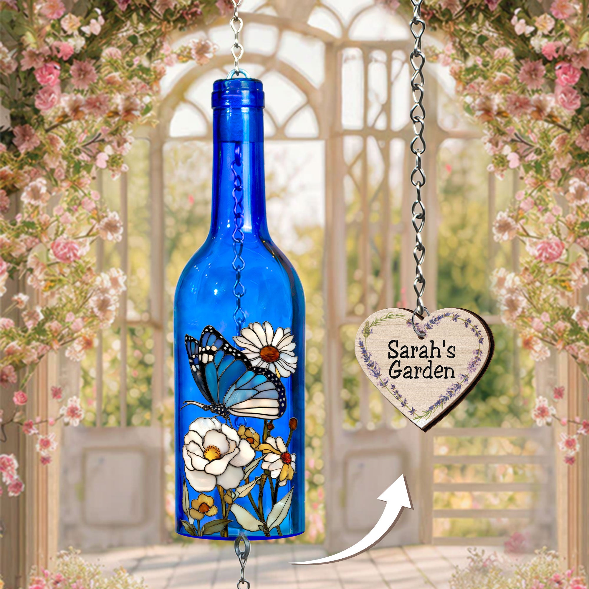 My Beautiful Garden Is Calling And I Must Go - Personalized Wine Bottle Wind Chime