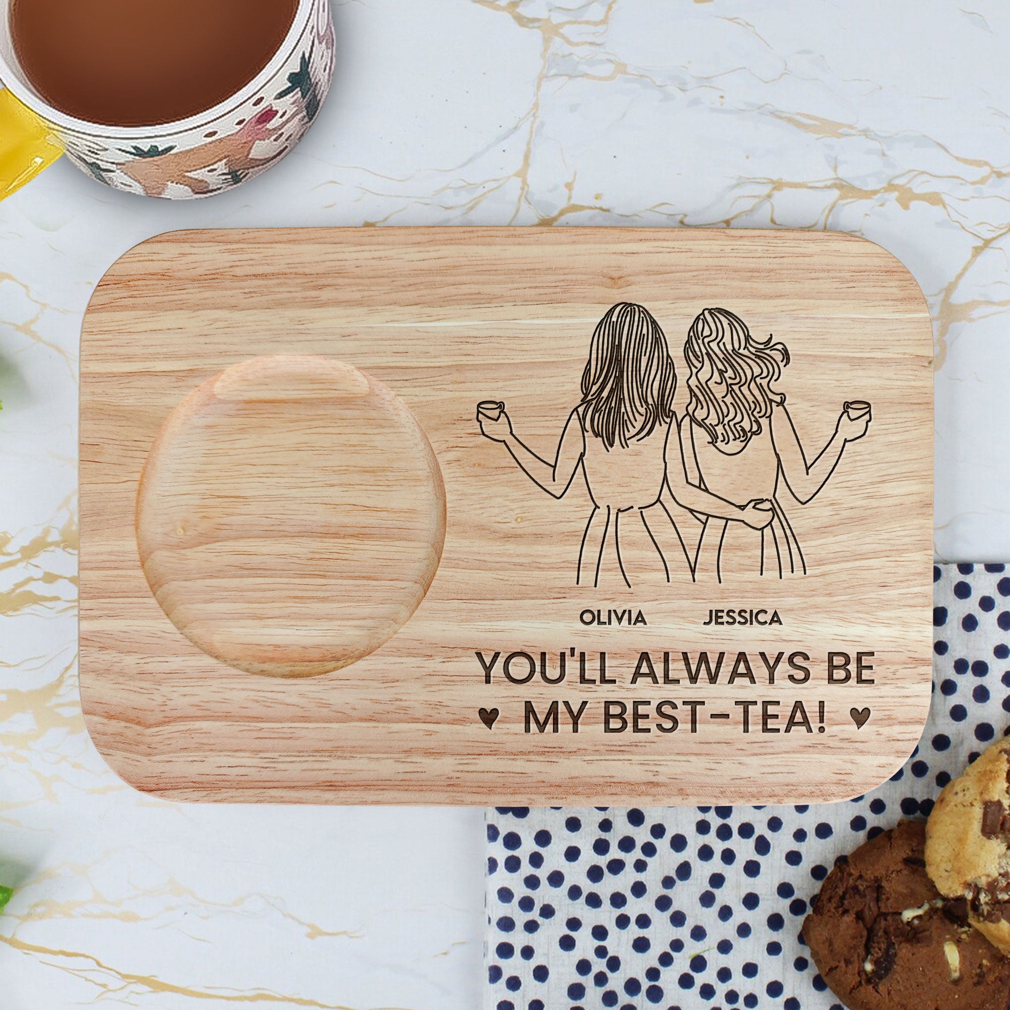 My Best-Tea - Custom Engraved Wooden Tea & Biscuit Board