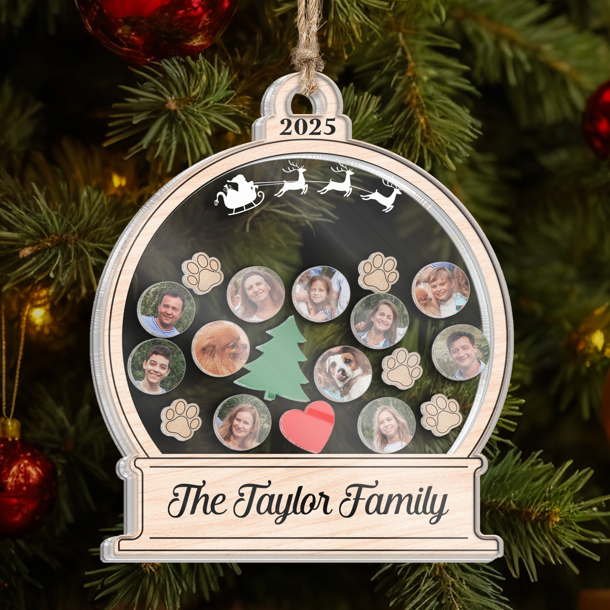My Big Family Christmas Ornament - Personalized 3 Layered Christmas Shaker Ornament
