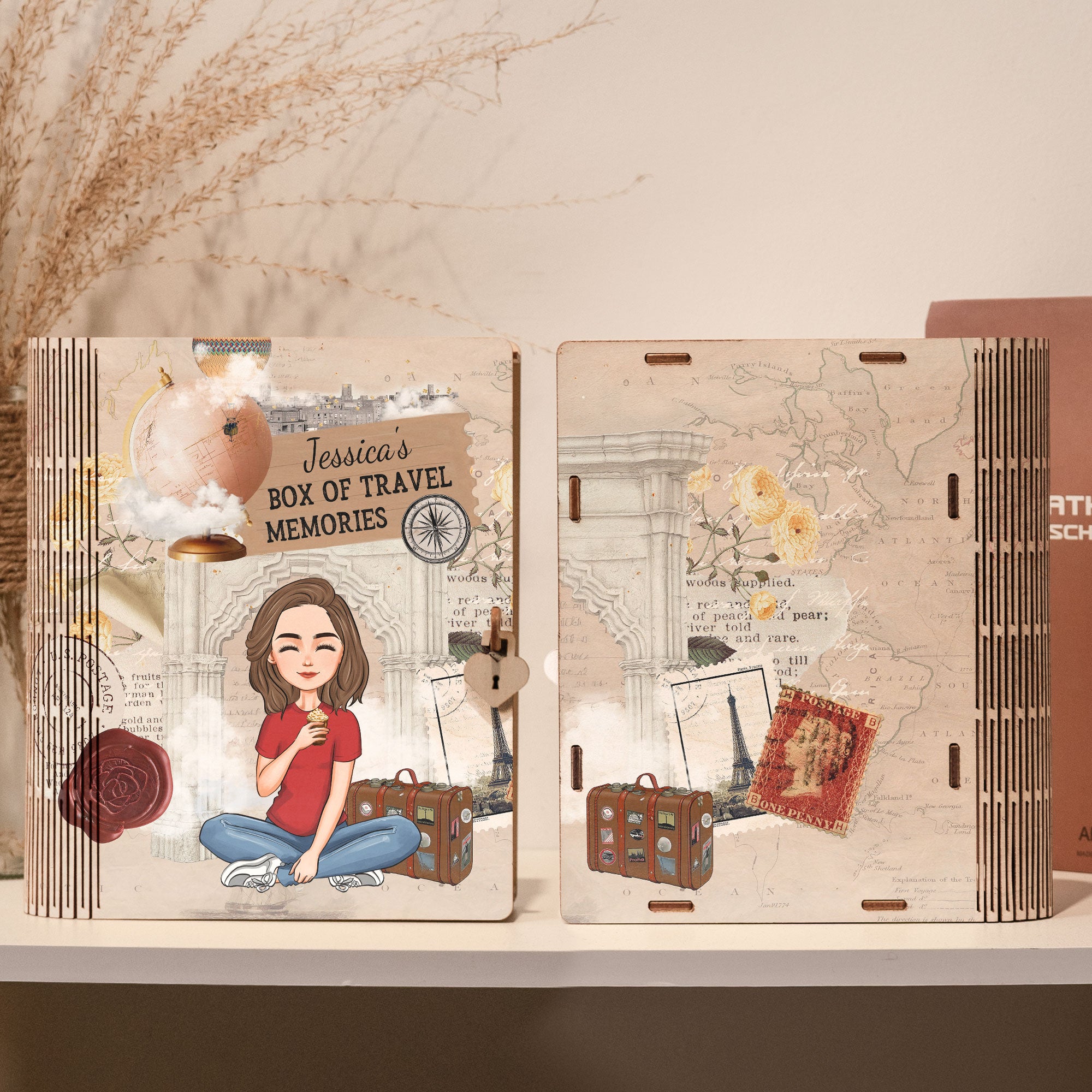 My Box Of Travel Memories - Personalized Wooden Book Box
